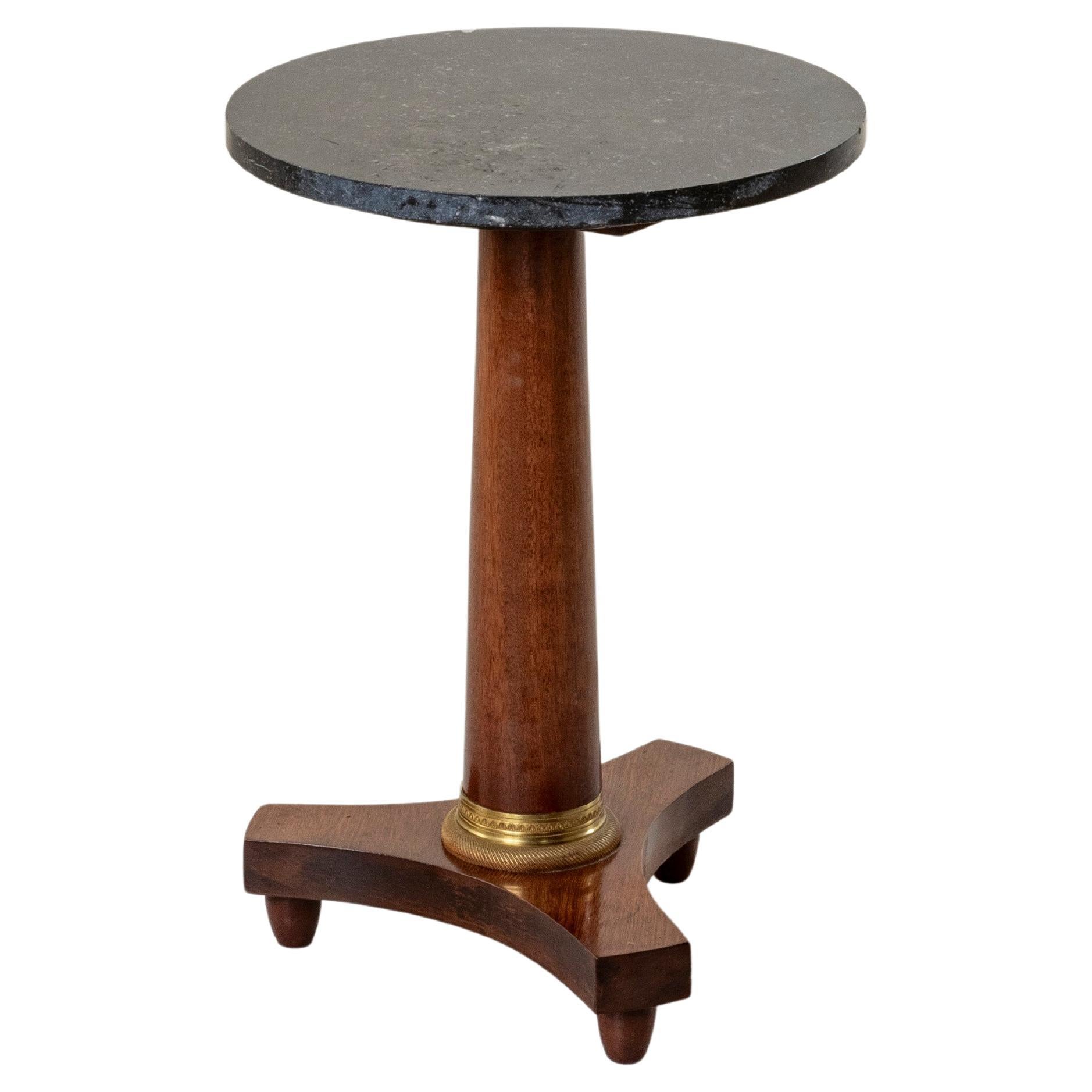 Late 19th Century French Empire Style Mahogany Side Table with Marble Top
