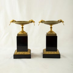 Late 19th Century French Empire Style Marble and Gilt Bronze Coupes or Vases