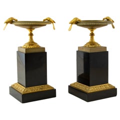 Late 19th Century French Empire Style Marble and Gilt Bronze Coupes or Vases