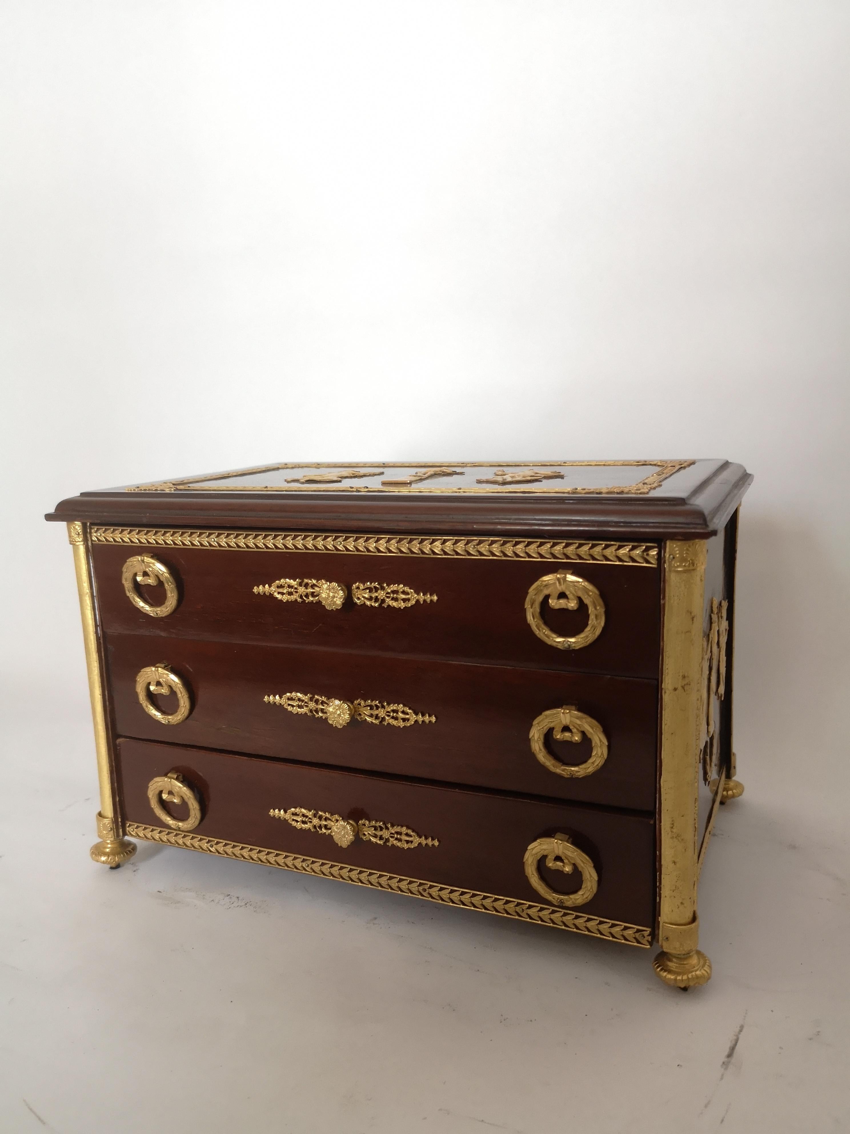 Late 19th Century French Empire Style Miniature Chest In Good Condition For Sale In London, GB