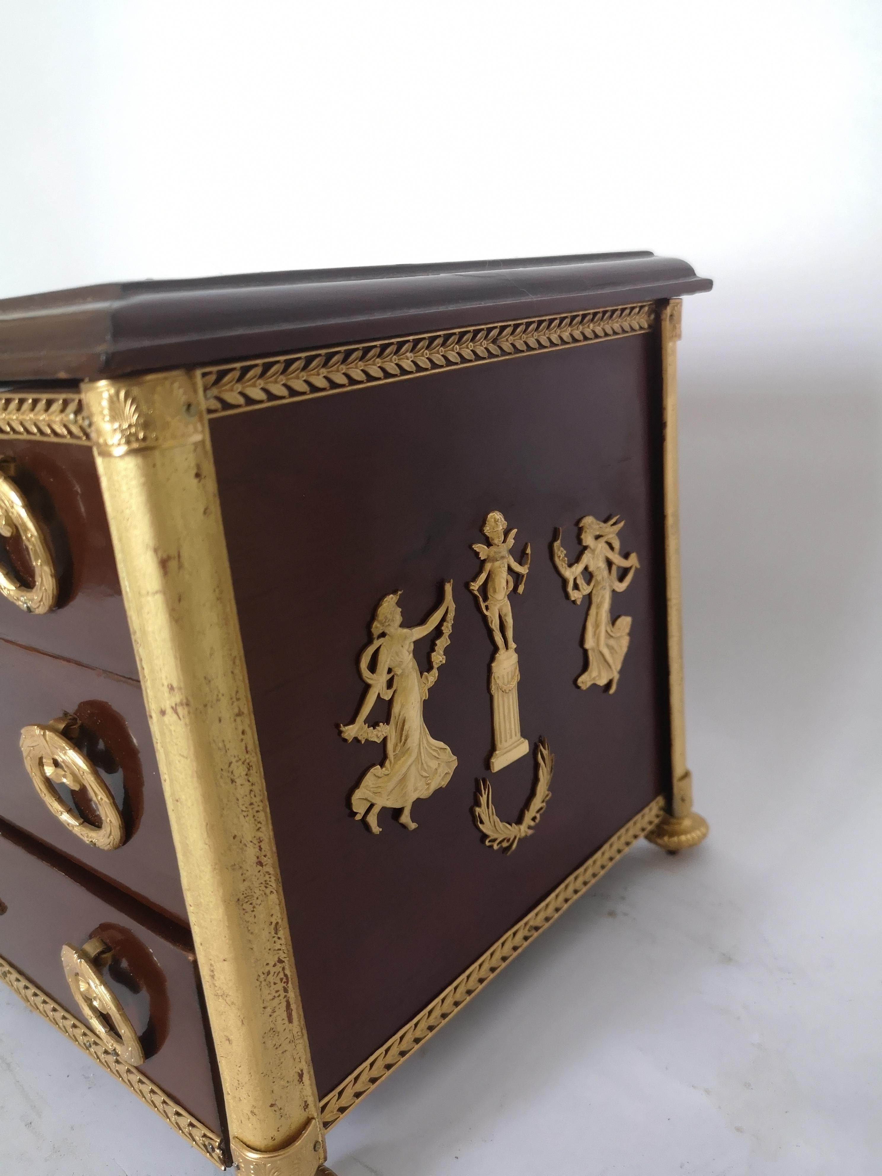 Bronze Late 19th Century French Empire Style Miniature Chest For Sale