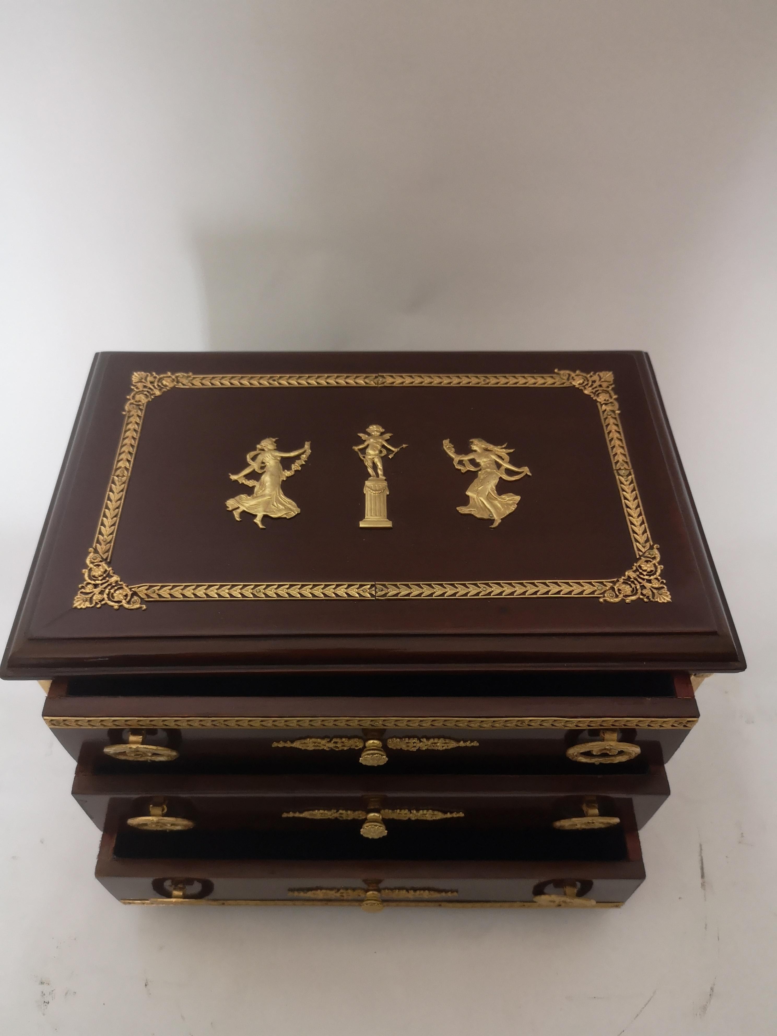 Late 19th Century French Empire Style Miniature Chest For Sale 1