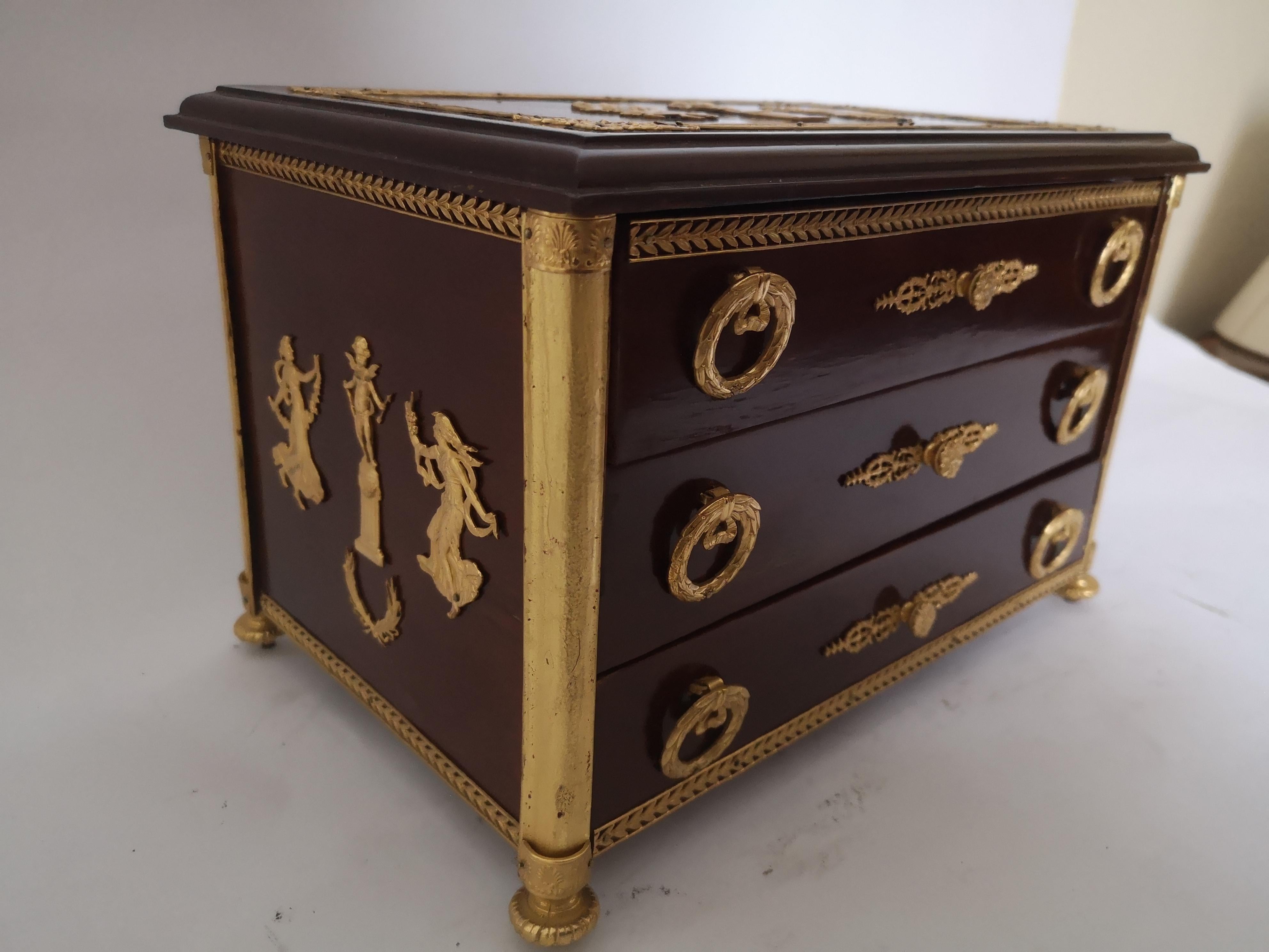 Late 19th Century French Empire Style Miniature Chest For Sale 2