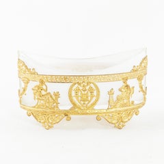 Late 19th Century French Empire Style Opaline Jewelry Dish with Gilt Bronze Base