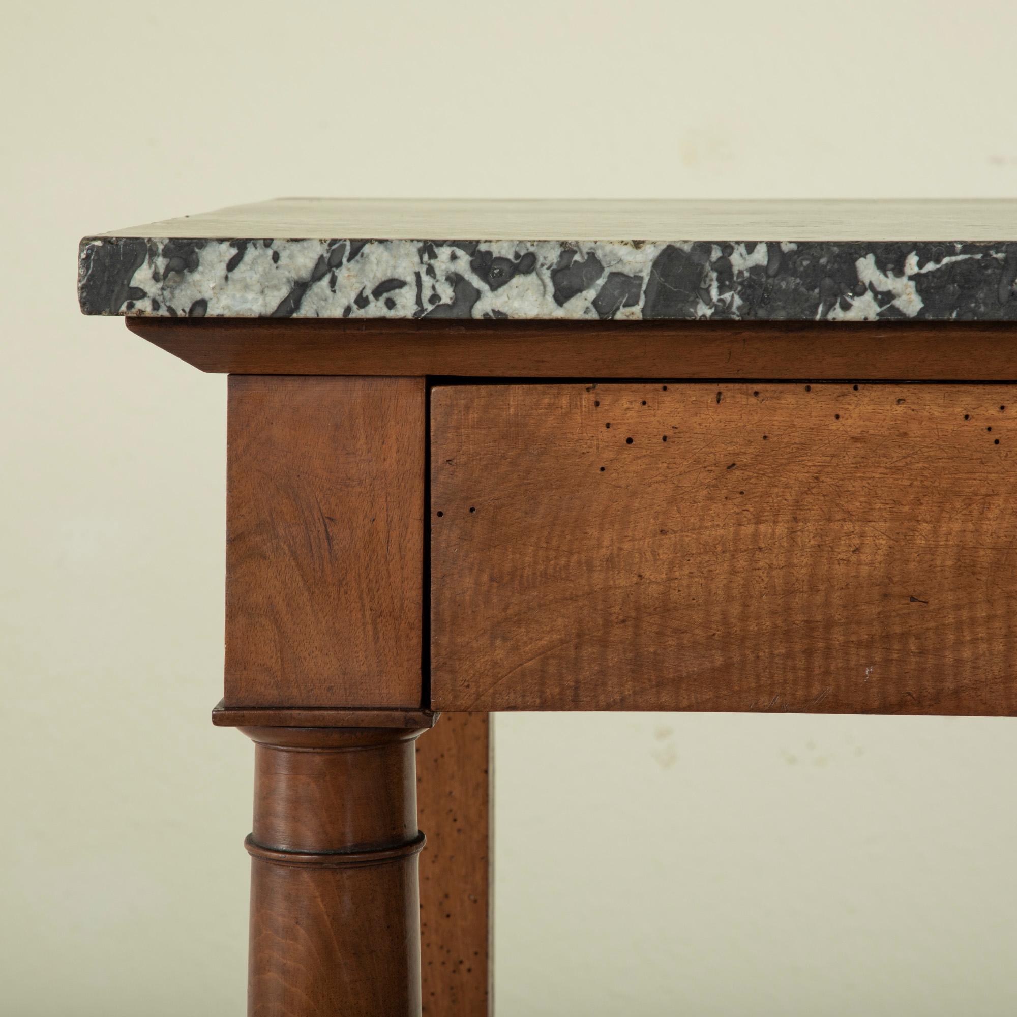 Late 19th Century French Empire Style Walnut Console Table with Marble Top For Sale 6