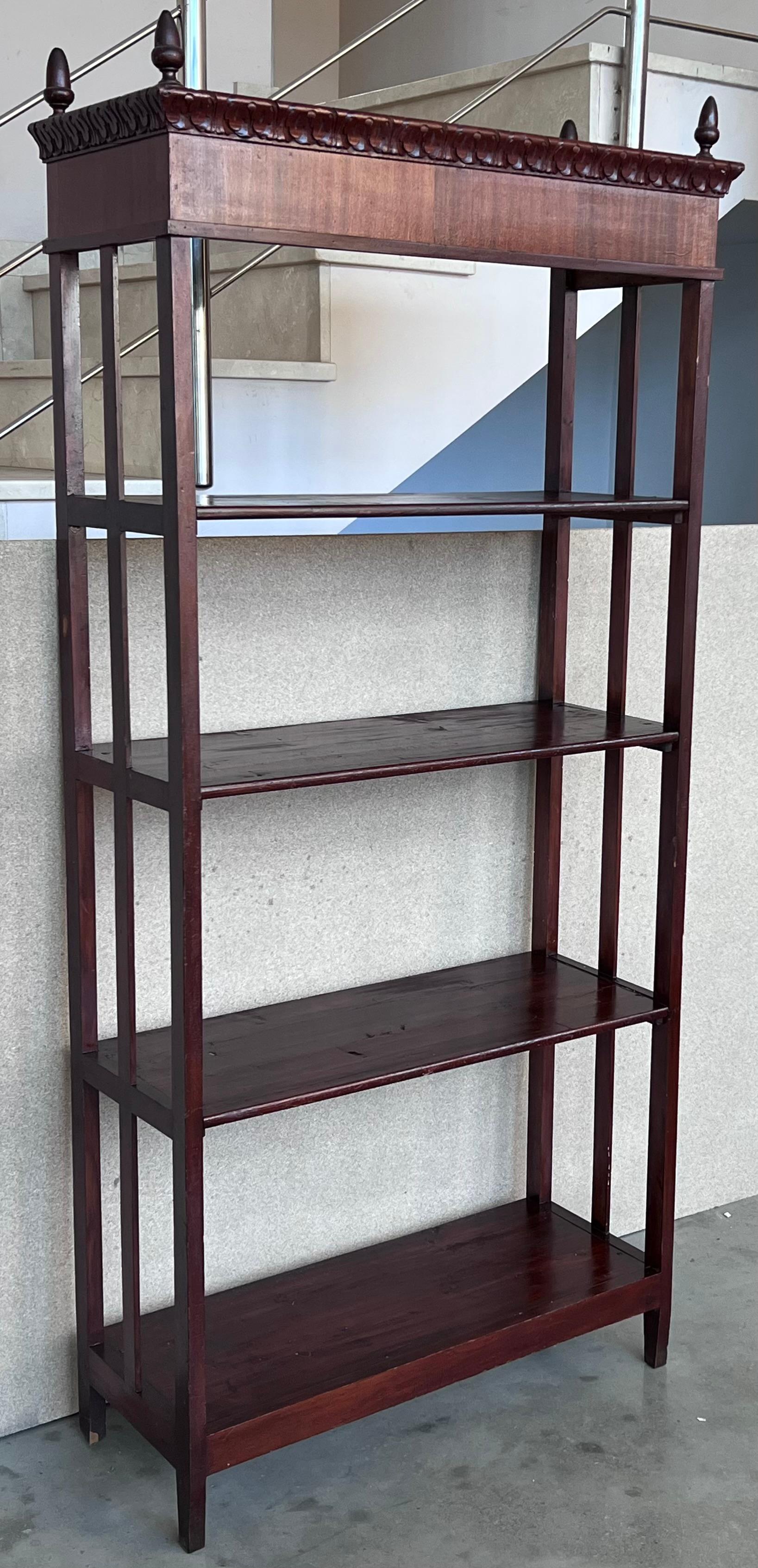 Wood Late 19th Century French Empire Style Walnut Four Shelves Etagere For Sale