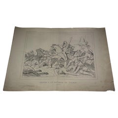 Incisione francese della fine del XIX secolo, "Clodoveo nella battaglia di Tolbiac".  - 2Y355