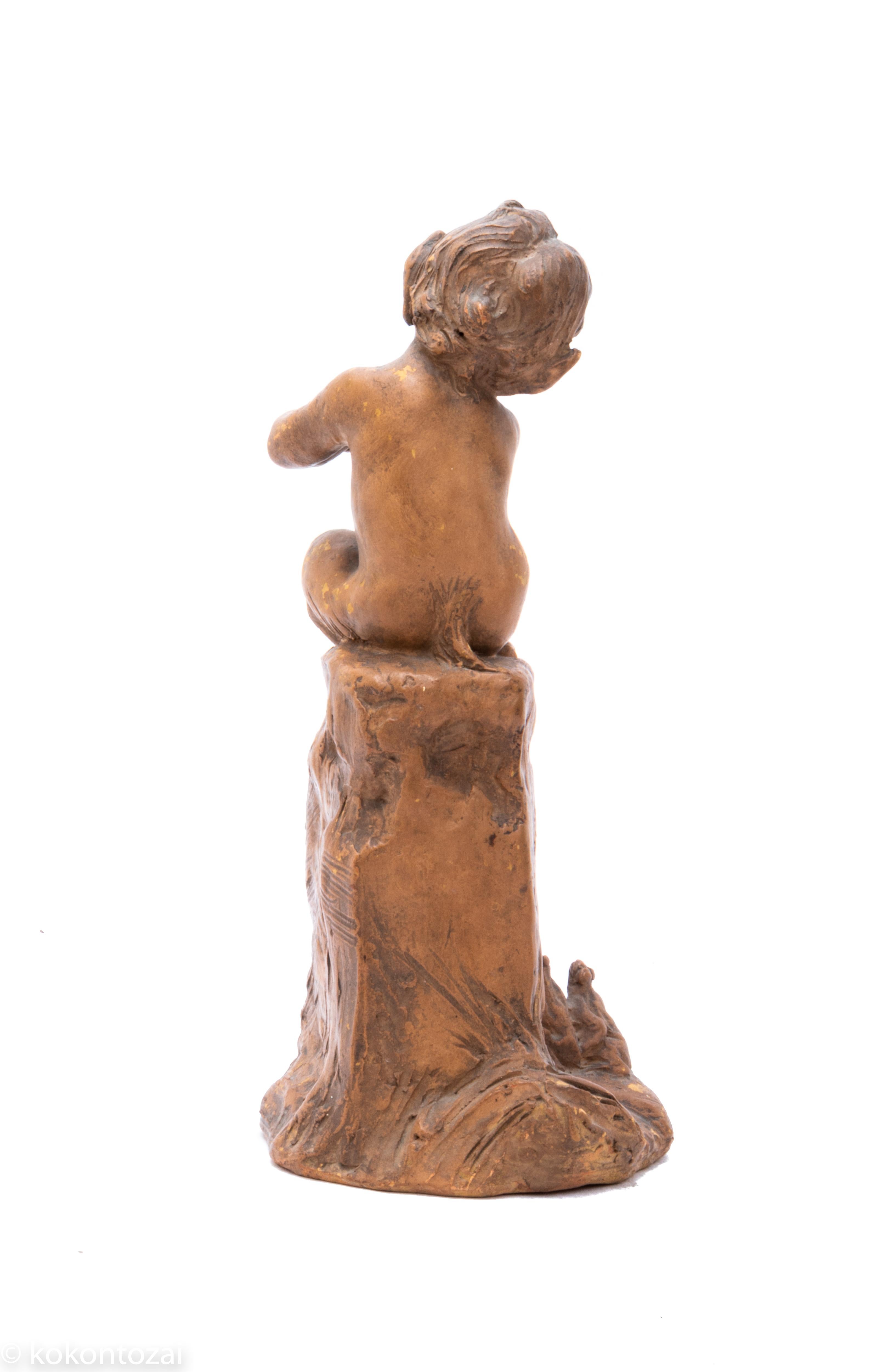 Pre-Raphaelite Late 19th Century French Faun Sculpture Signed by Cohill