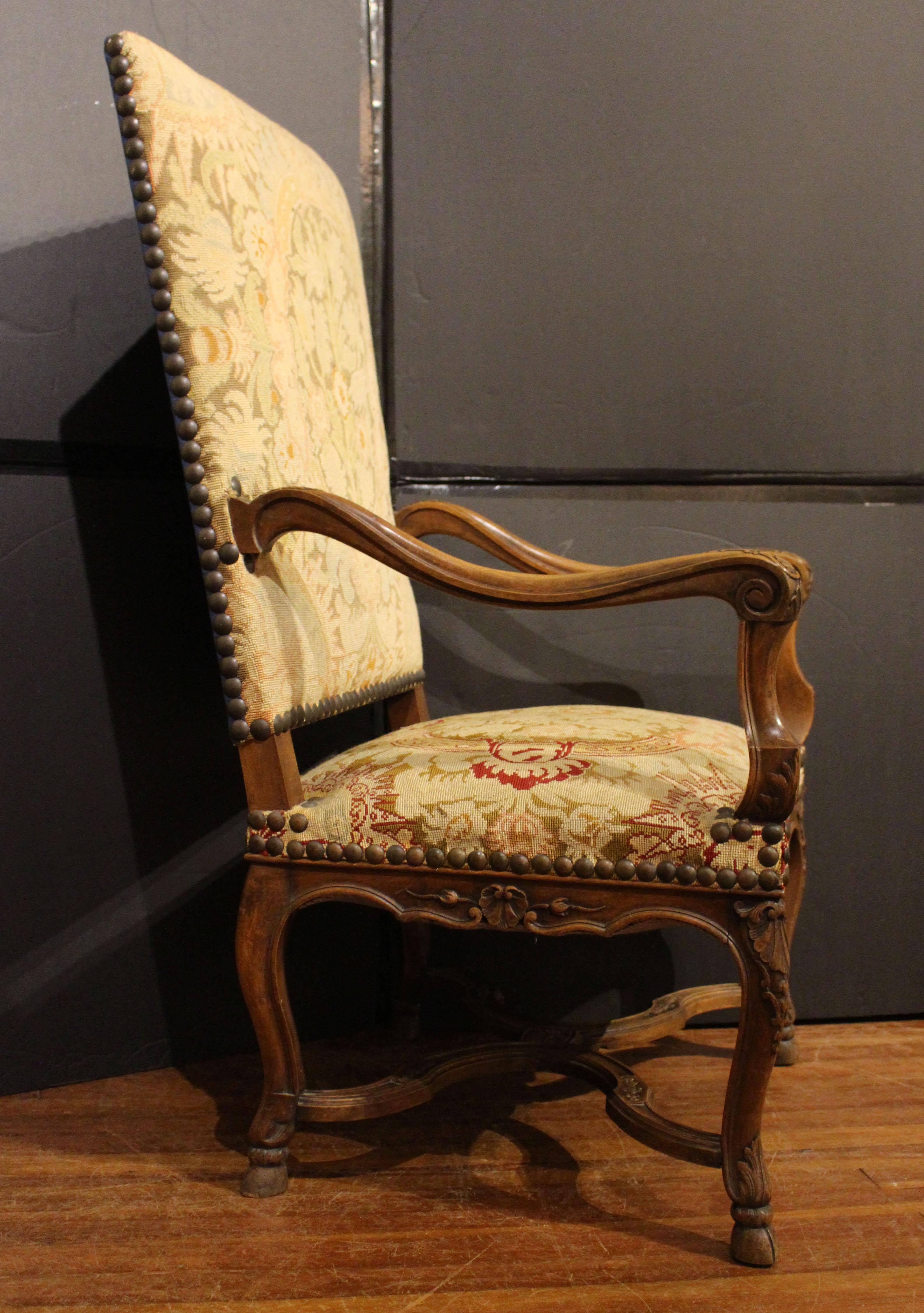 Regency Late 19th Century French Fauteuil in Walnut For Sale
