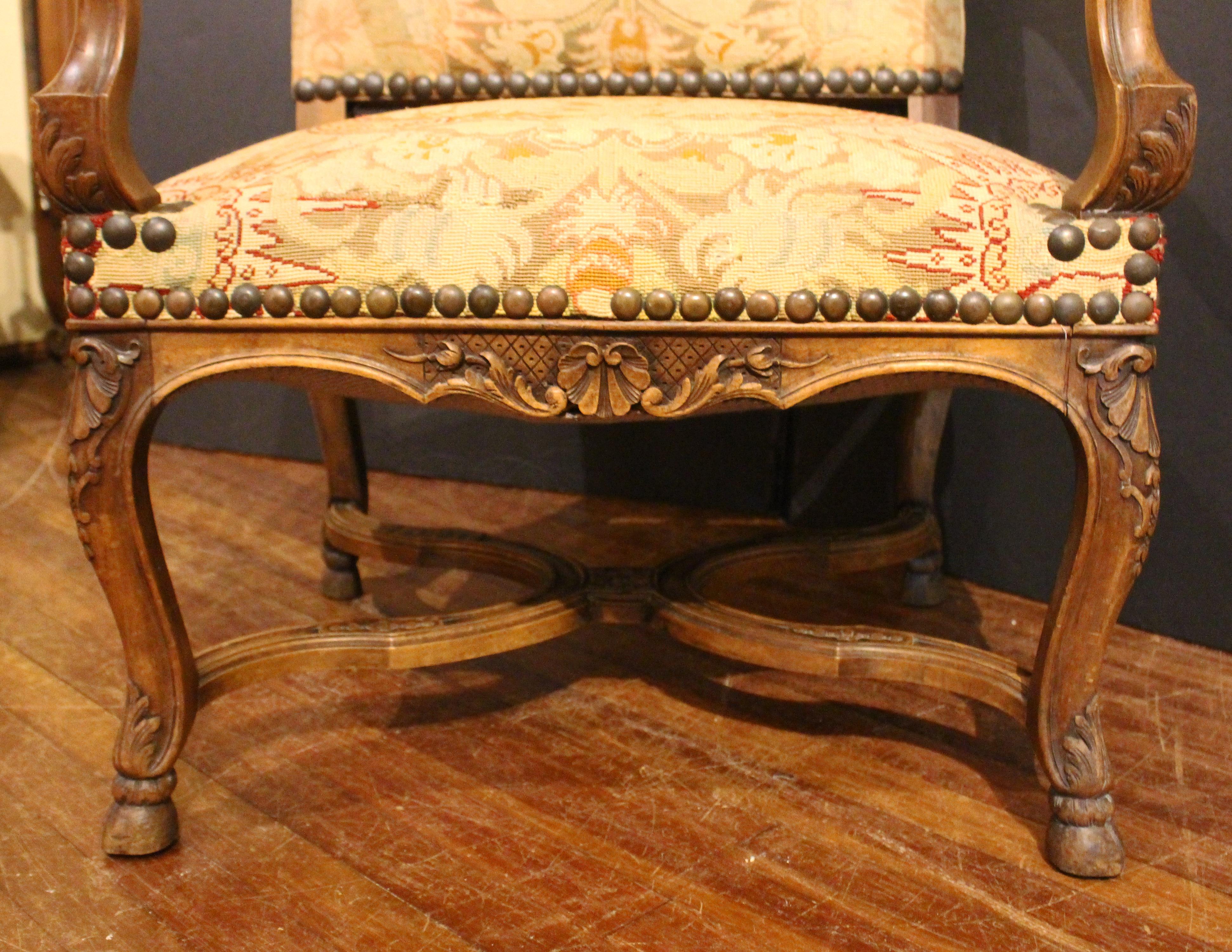 Late 19th Century French Fauteuil in Walnut For Sale 5