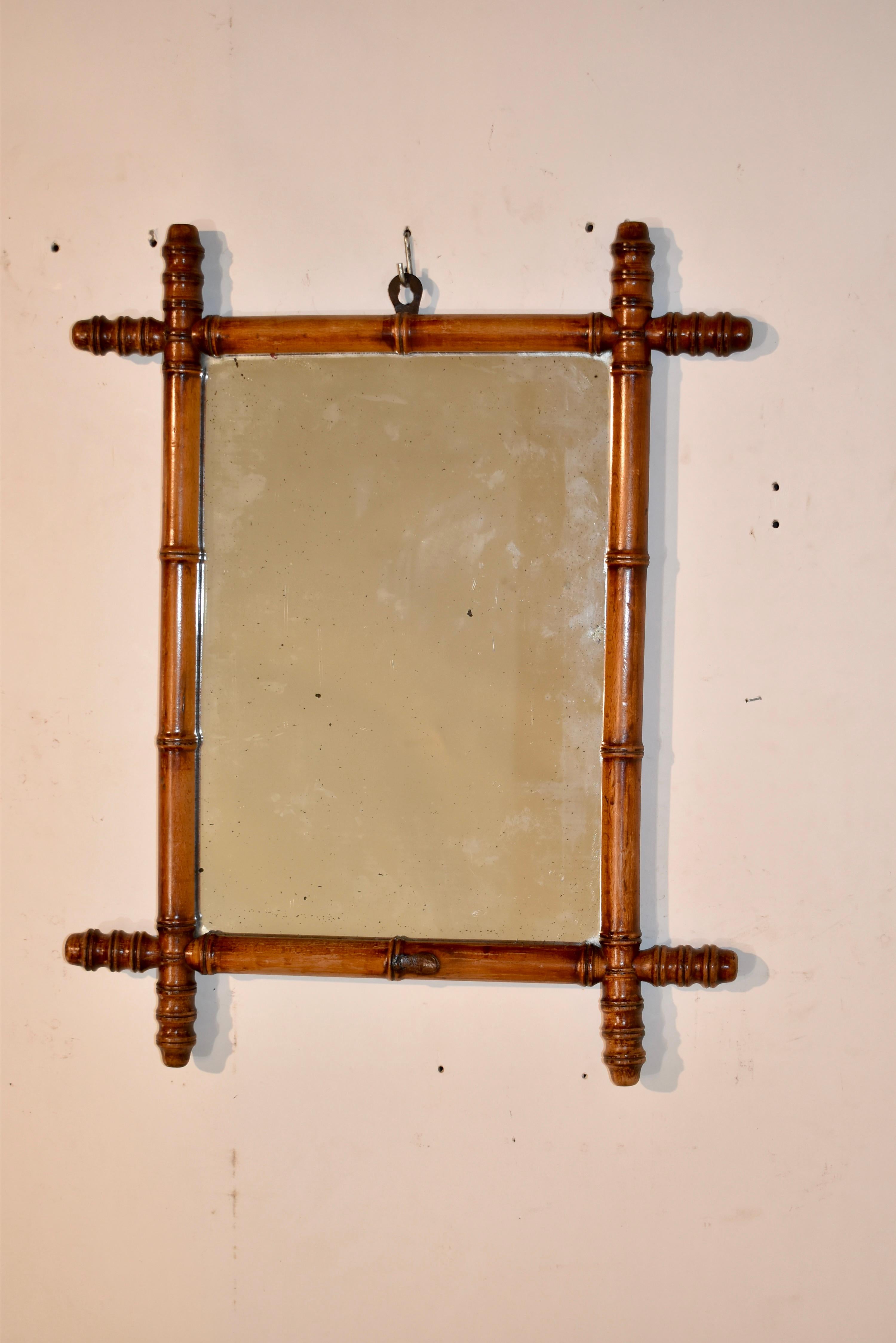 Französischer Faux-Bambus-Spiegel aus dem späten 19. (Art nouveau) im Angebot