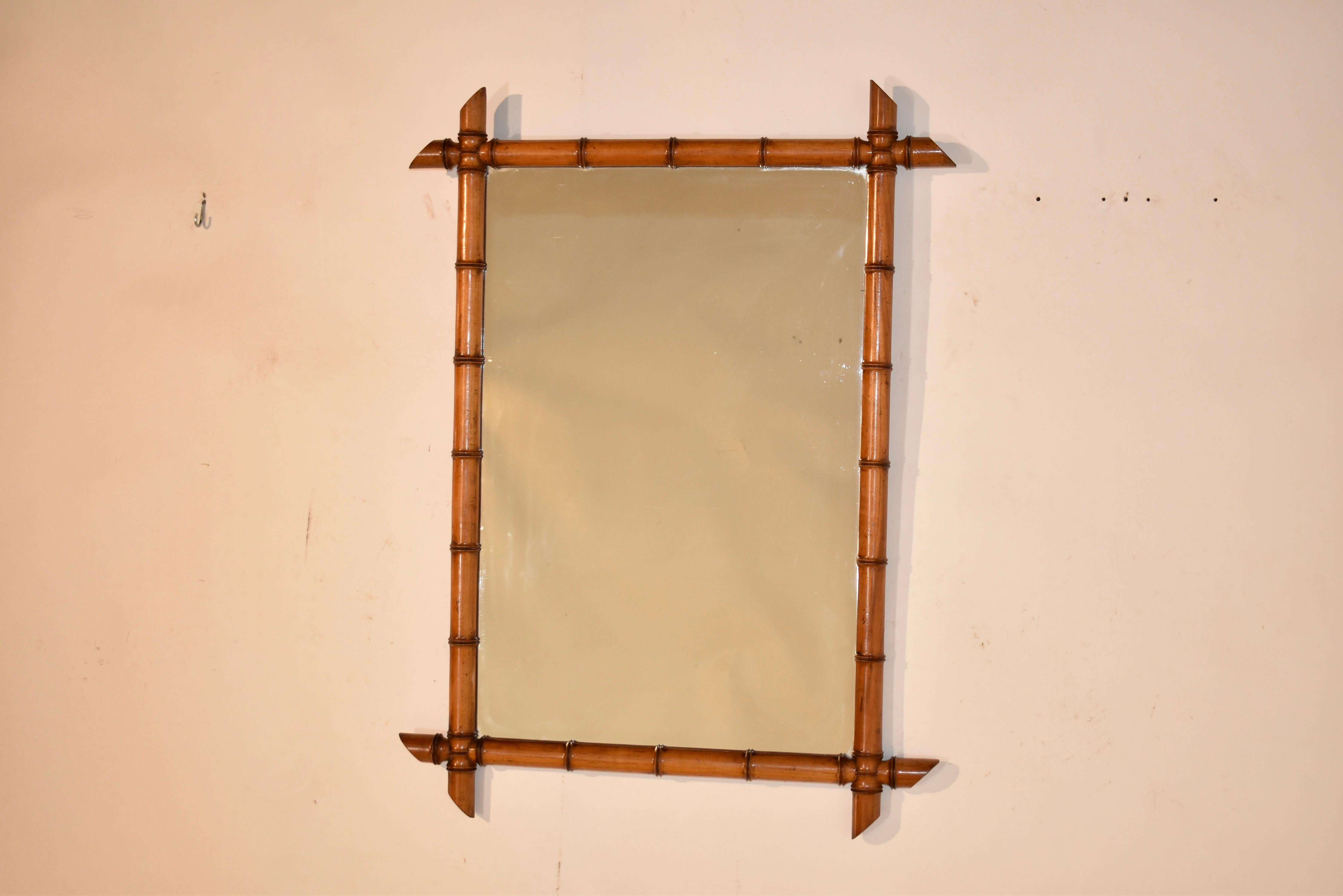 Art Nouveau Late 19th Century French Faux Bamboo Mirror For Sale