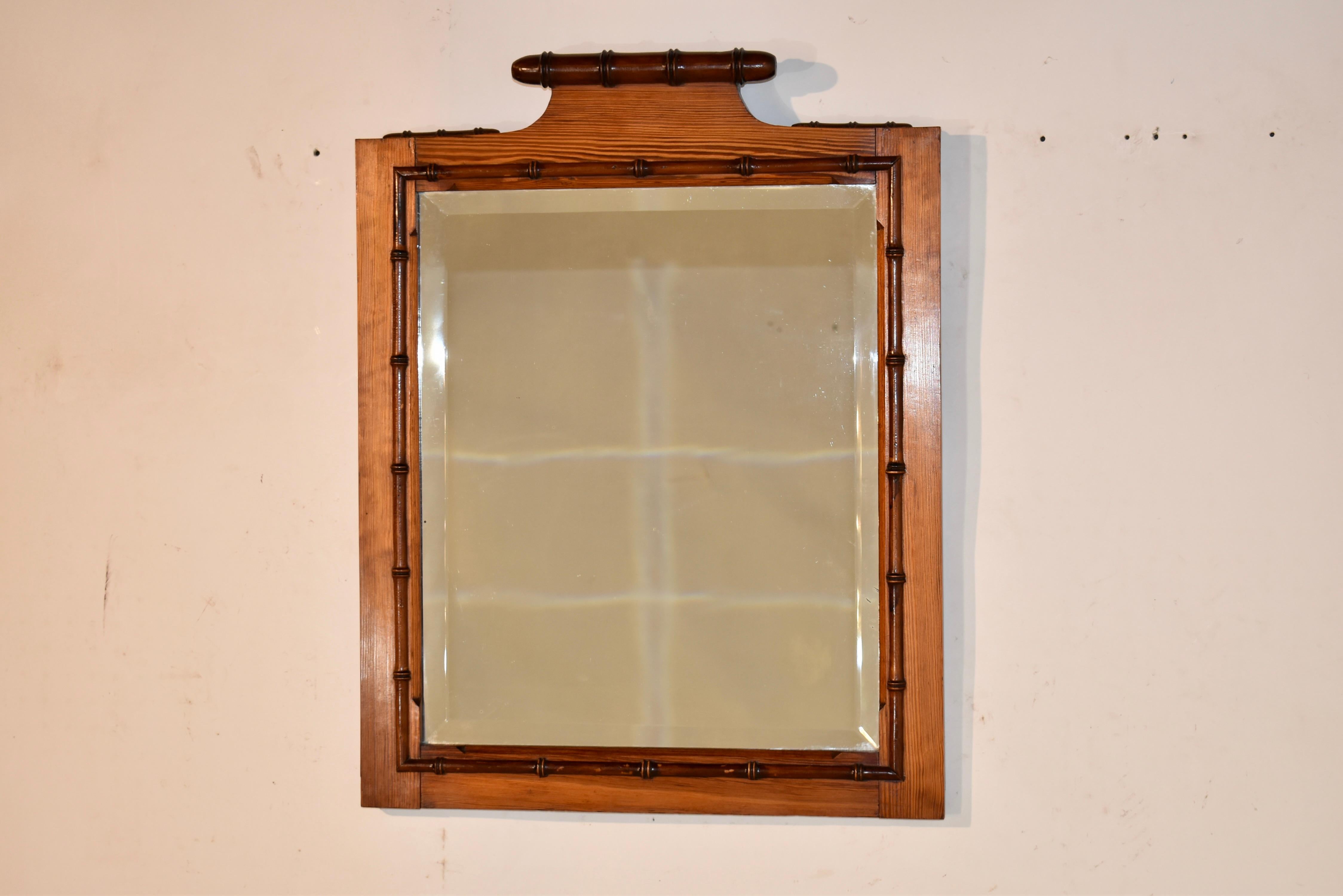 Art Nouveau Late 19th Century French Faux Bamboo Mirror For Sale