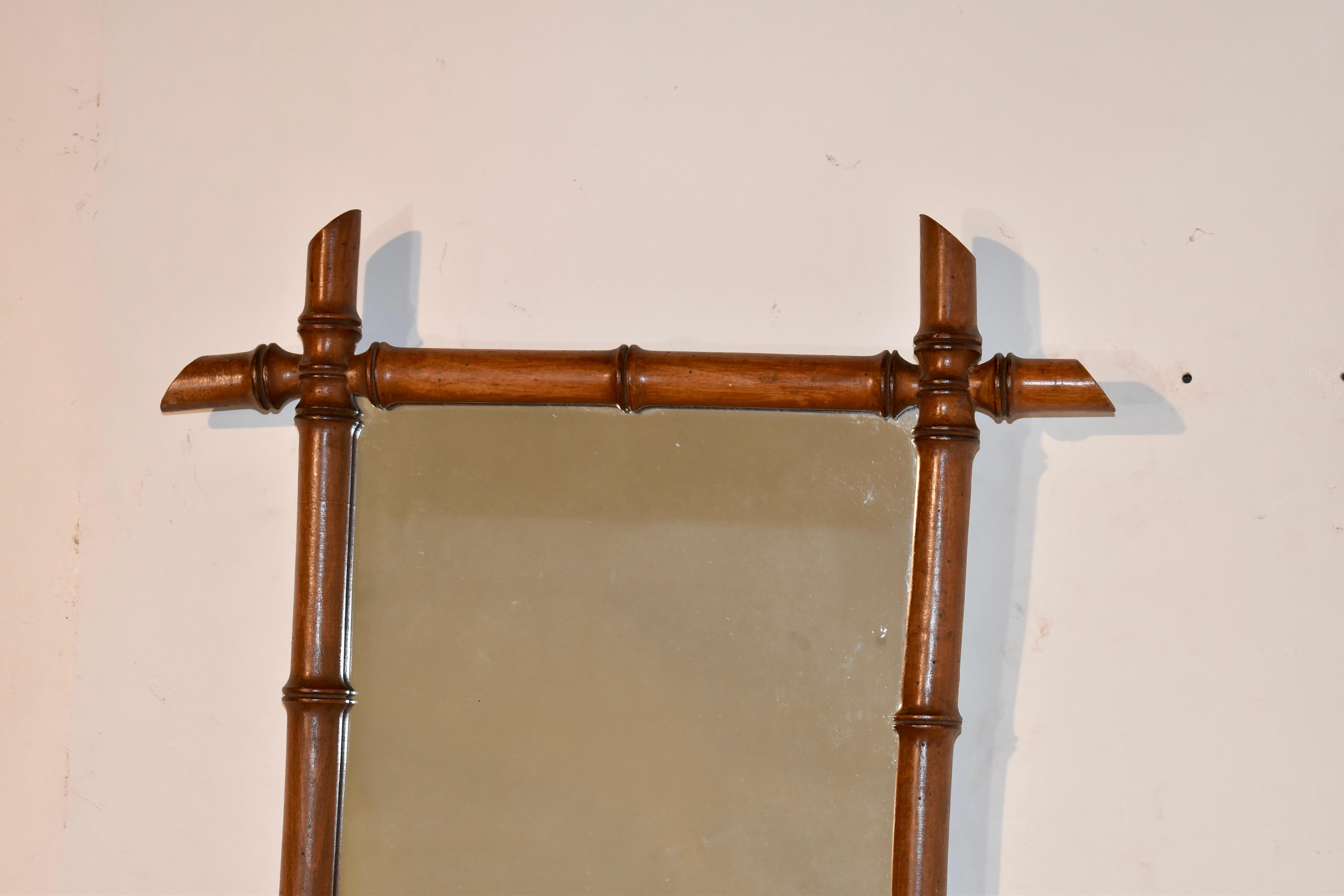 Französischer Faux-Bambus-Spiegel aus dem späten 19. (Gedrechselt) im Angebot