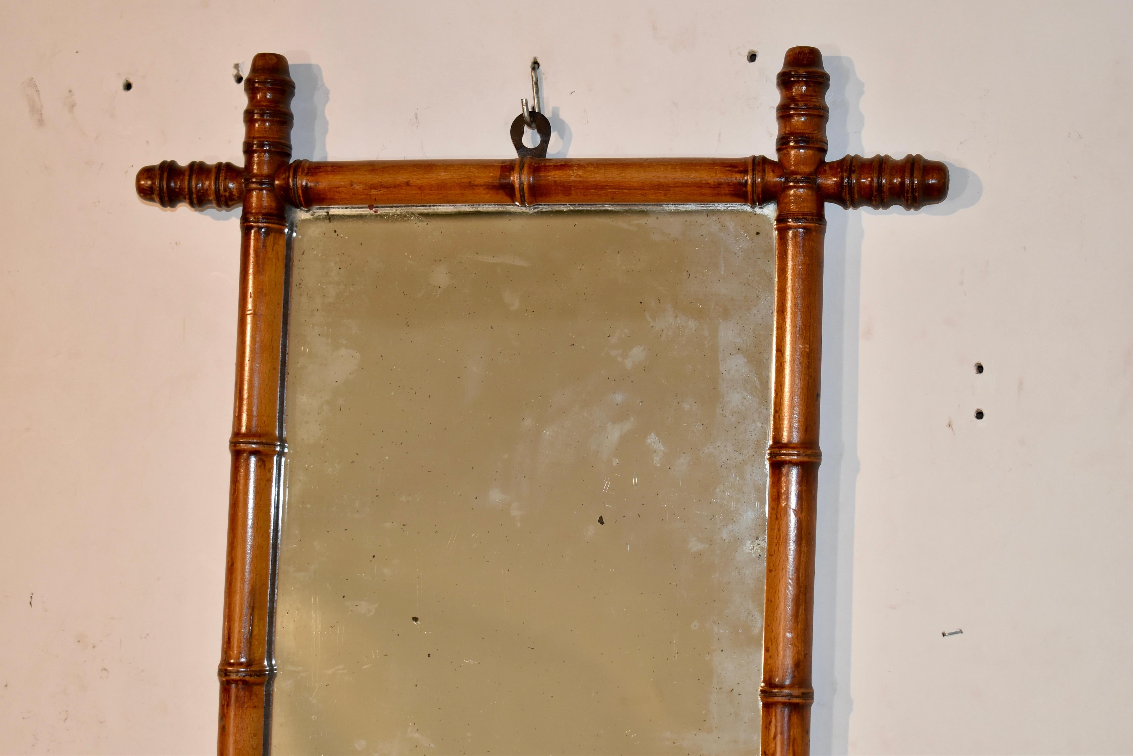 Late 19th Century French Faux Bamboo Mirror In Good Condition For Sale In High Point, NC