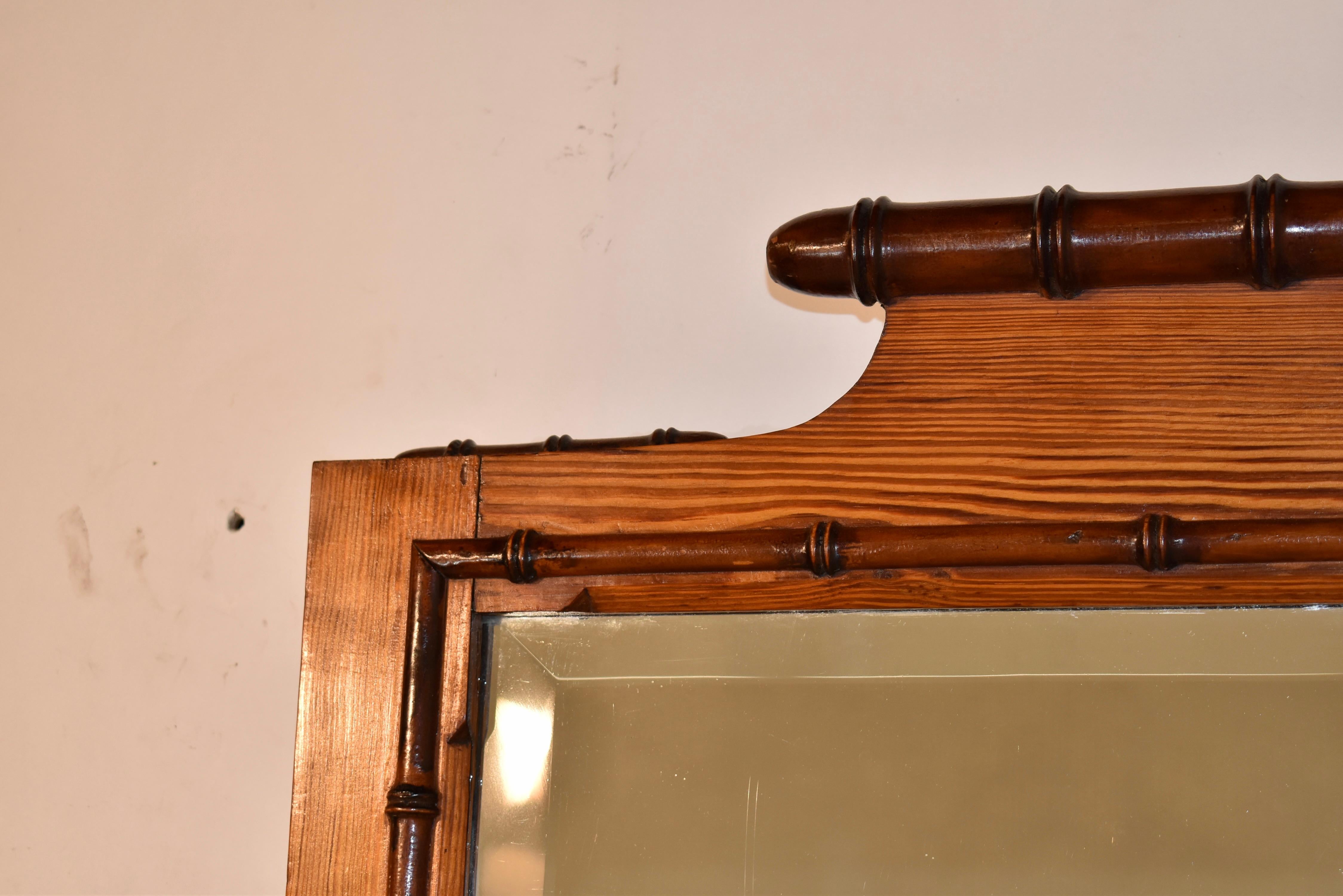 Late 19th Century French Faux Bamboo Mirror In Good Condition For Sale In High Point, NC