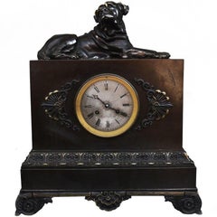 Horloge à bouledogue figurative française de la fin du 19e siècle