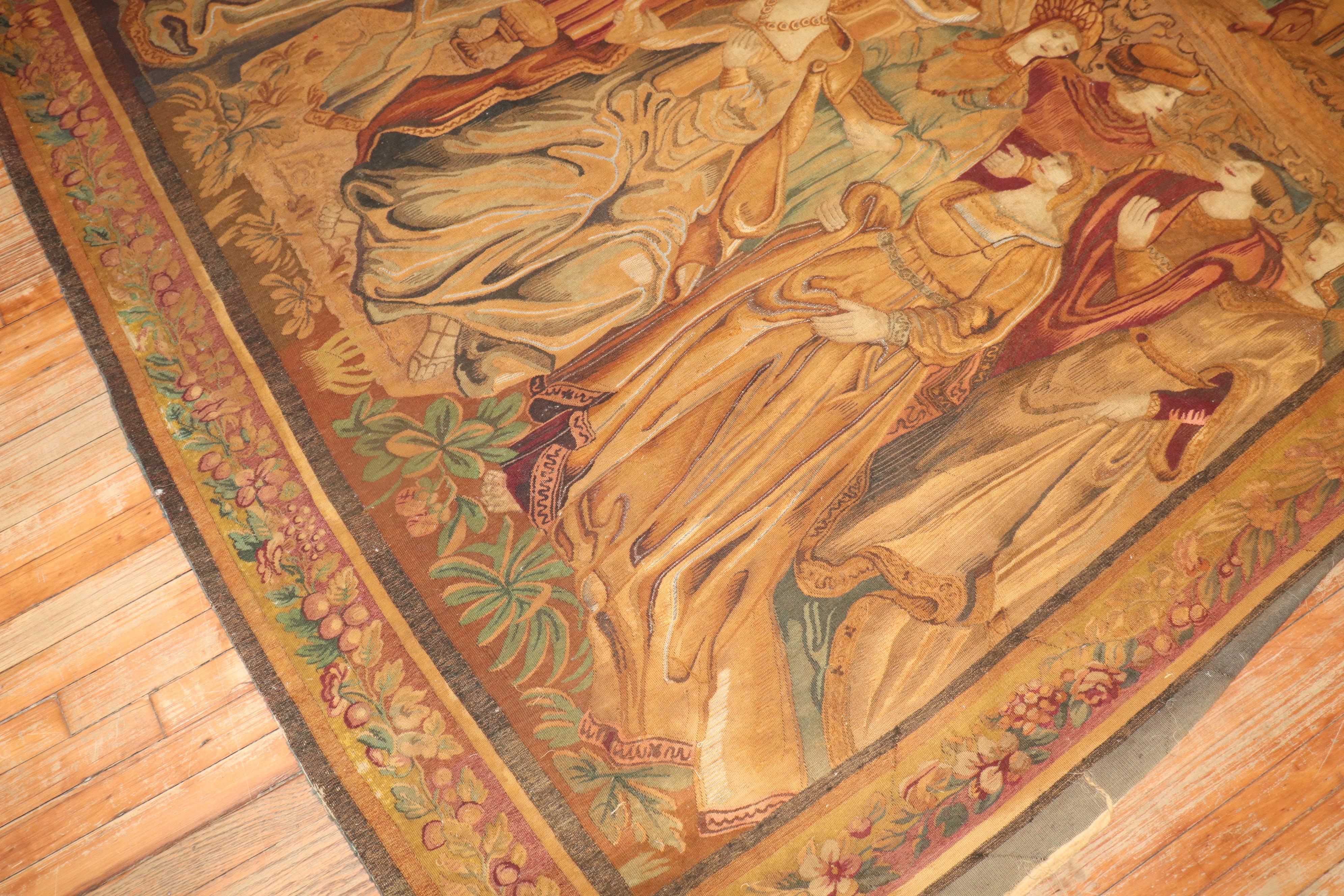 Hand-Woven Late 19th Century French Figurative Tapestry For Sale