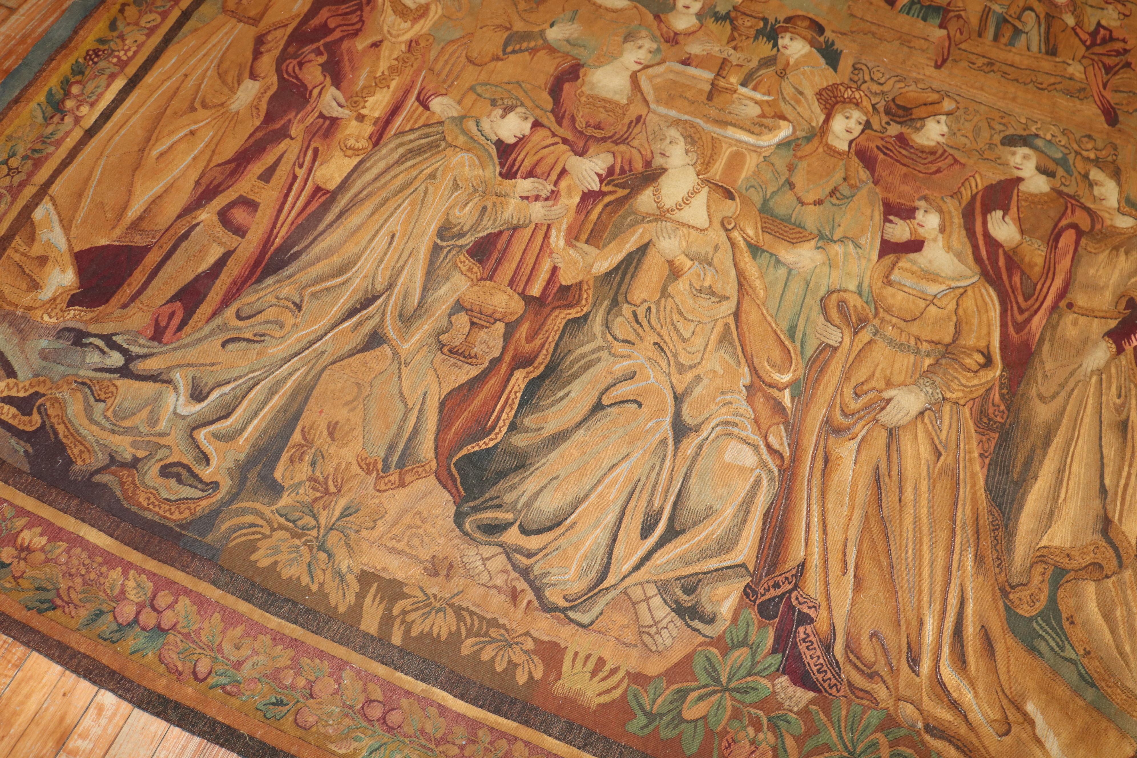 Wool Late 19th Century French Figurative Tapestry For Sale