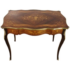 Late 19th Century French Floral Marquetry Rosewood Table