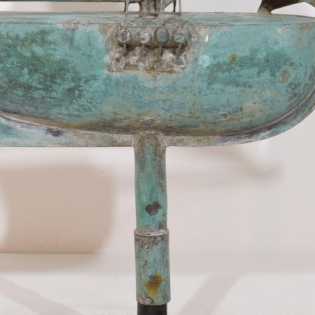 Fin du 19e siècle, girouette de bateau à voile en cuivre d'art populaire français  en vente 3