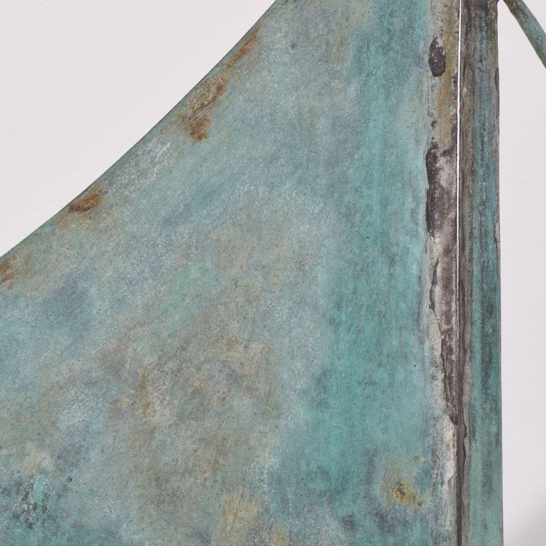 Late 19th century, French Folk Art Copper Sailboat Weathervane  For Sale 12