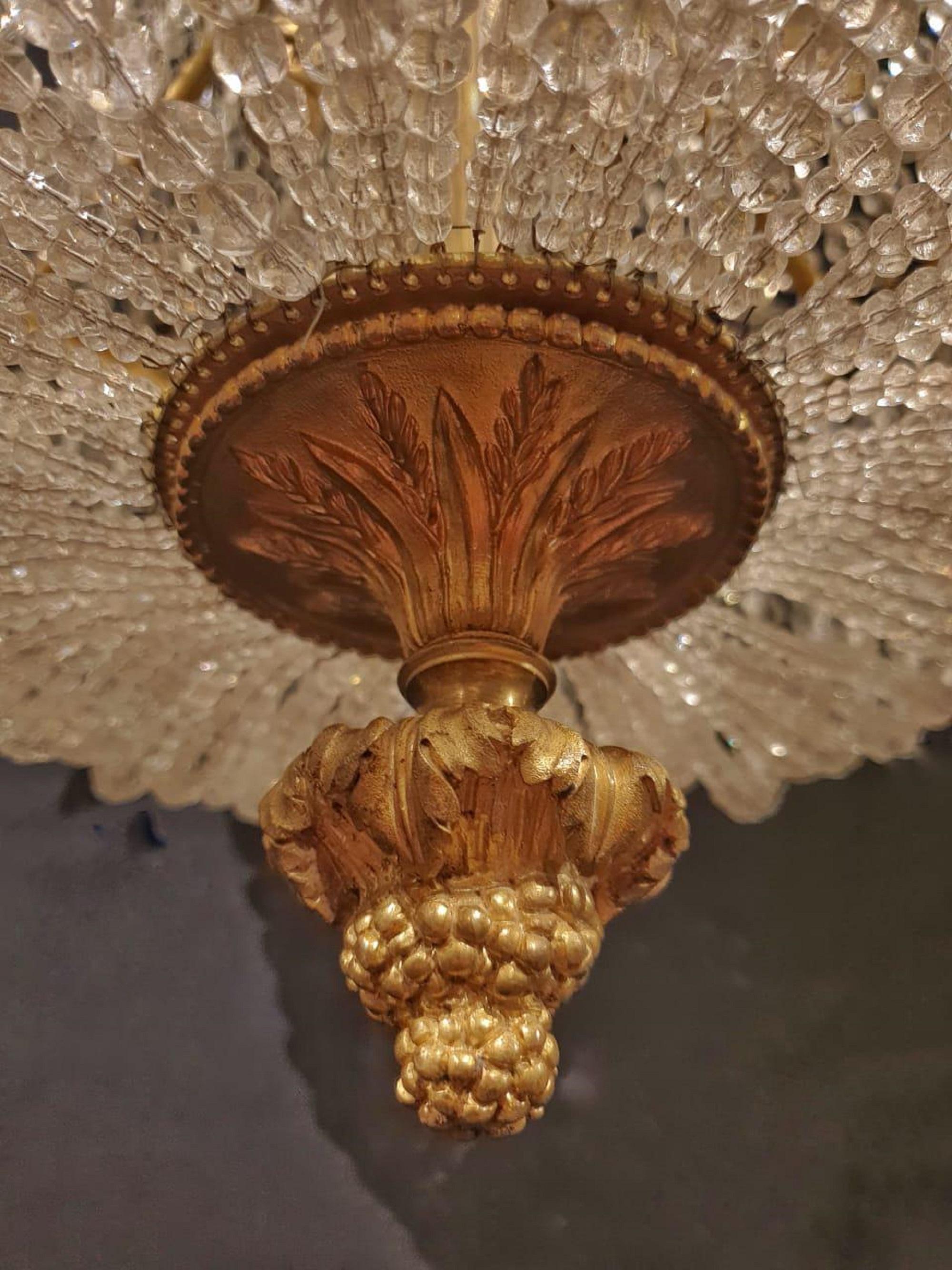 Louis XVI Late 19th Century French Gilt Bronze and Crystal Chandelier For Sale