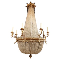 Late 19th Century French Gilt Bronze and Crystal Chandelier