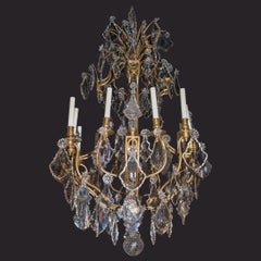 Late 19th Century French Gilt Bronze and Crystal Twelve-Light Chandelier
