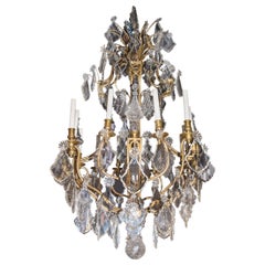 Lustre à douze lumières en bronze doré et cristal de la fin du XIXe siècle, d'origine française