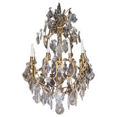 Antique Late 19th Century French Gilt Bronze and Crystal Twelve-Light Chandelier