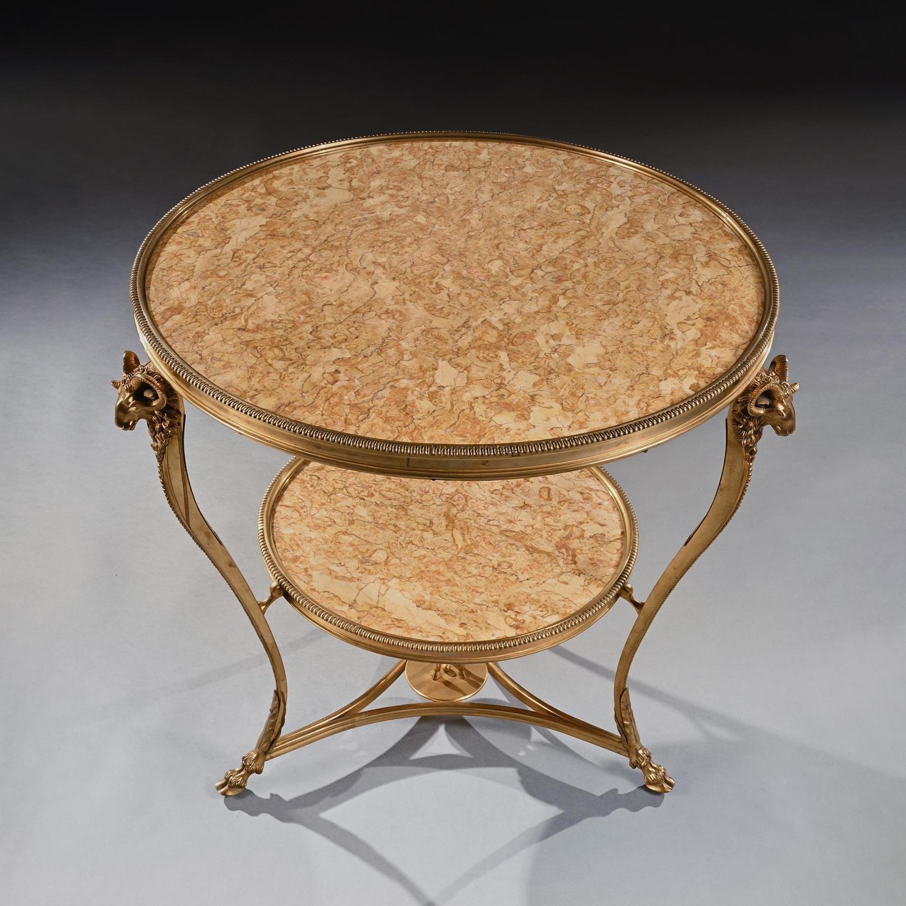 Late 19th Century French Gilt Bronze and Marble Gueridon In Good Condition For Sale In Benington, Herts
