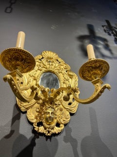 Late 19th Century French Gilt Bronze and Mirrors Sconces