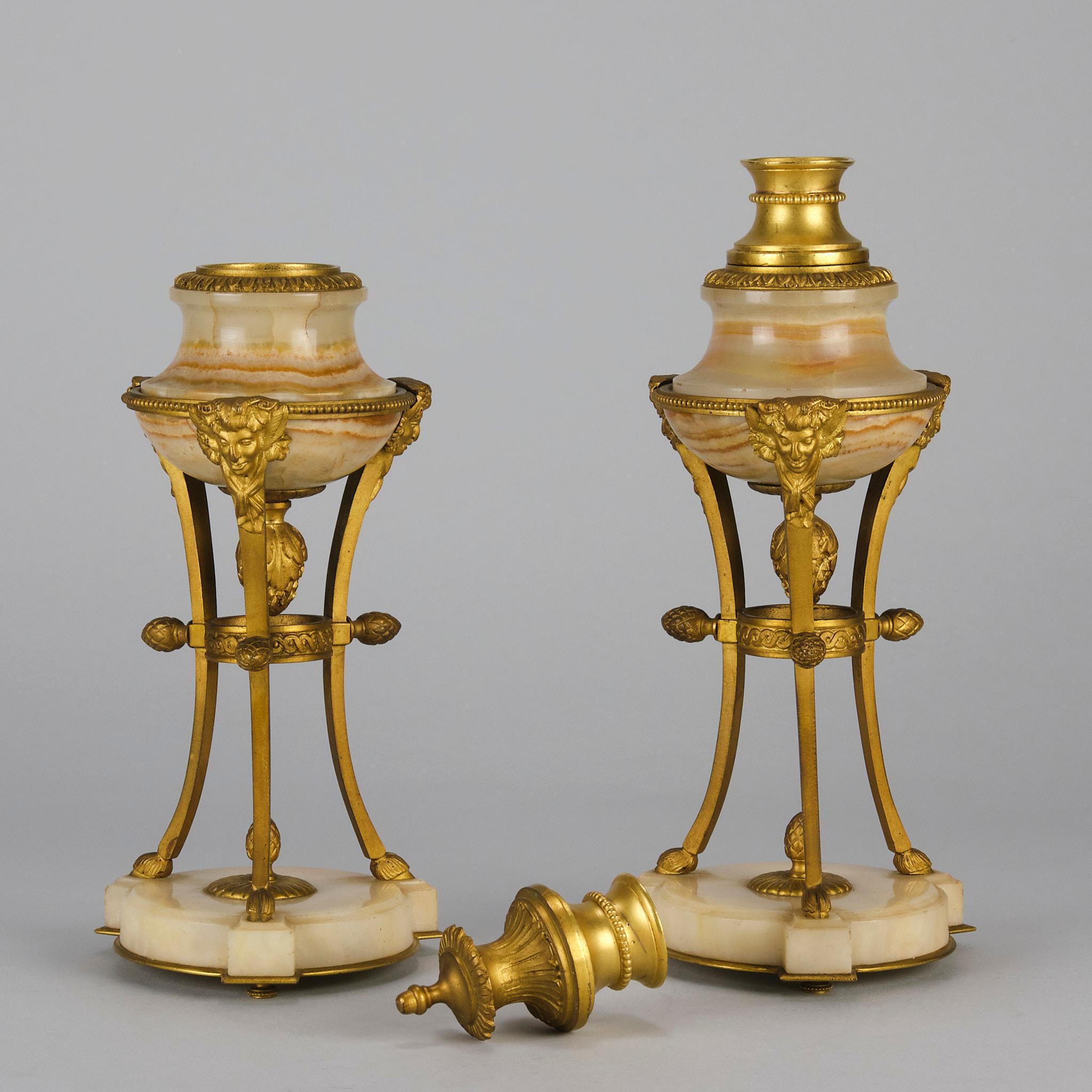 Cassolette in bronzo dorato e onice francese della fine del XIX secolo In condizioni ottime in vendita a London, GB