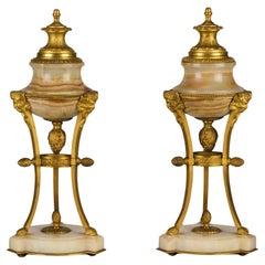 Late 19th Century French Gilt Bronze and Onyx "Ormolu Cassolettes"