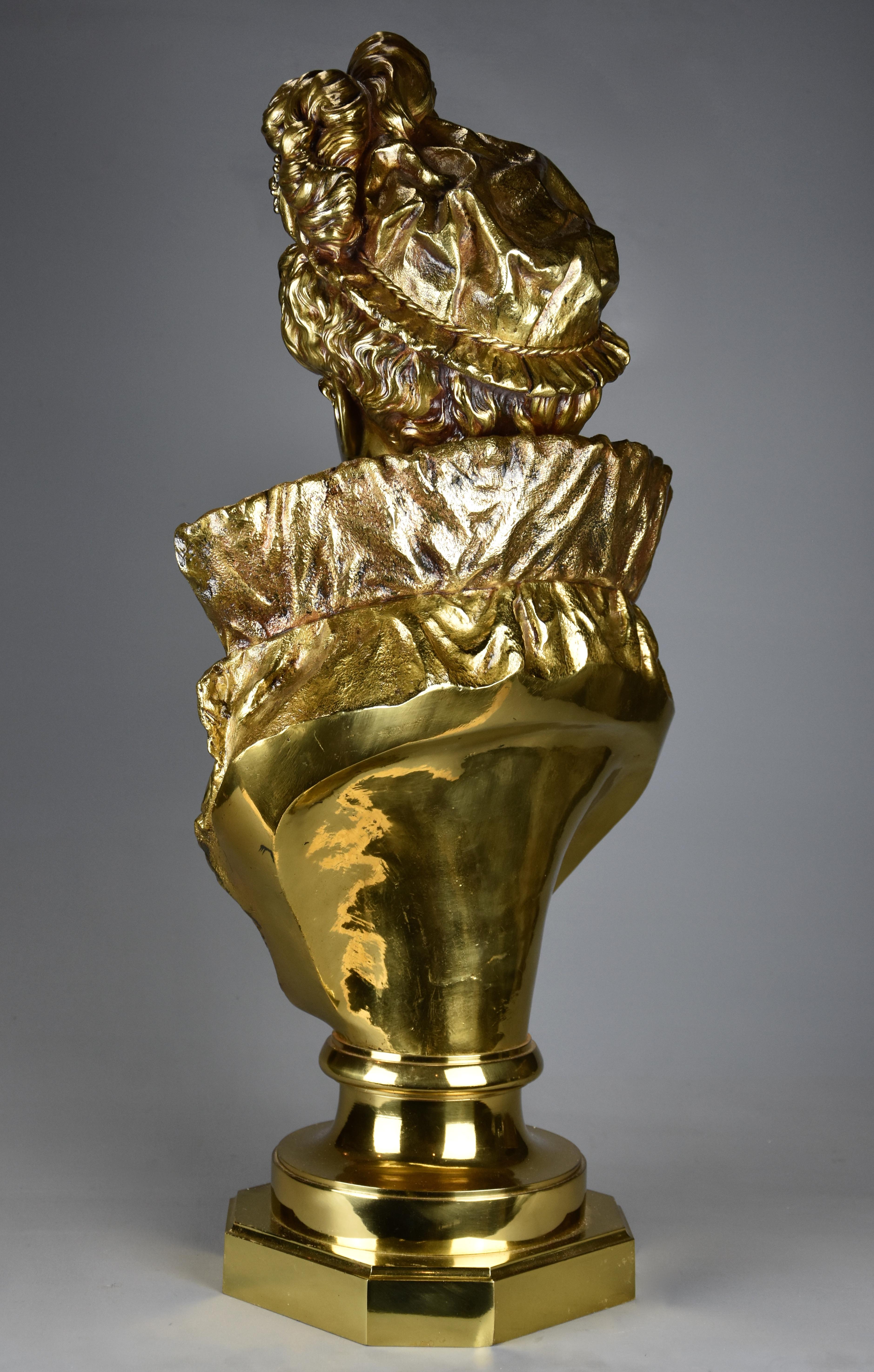 Late 19th Century French Gilt Bronze Bust Figure of a Renaissance Lady For Sale 7