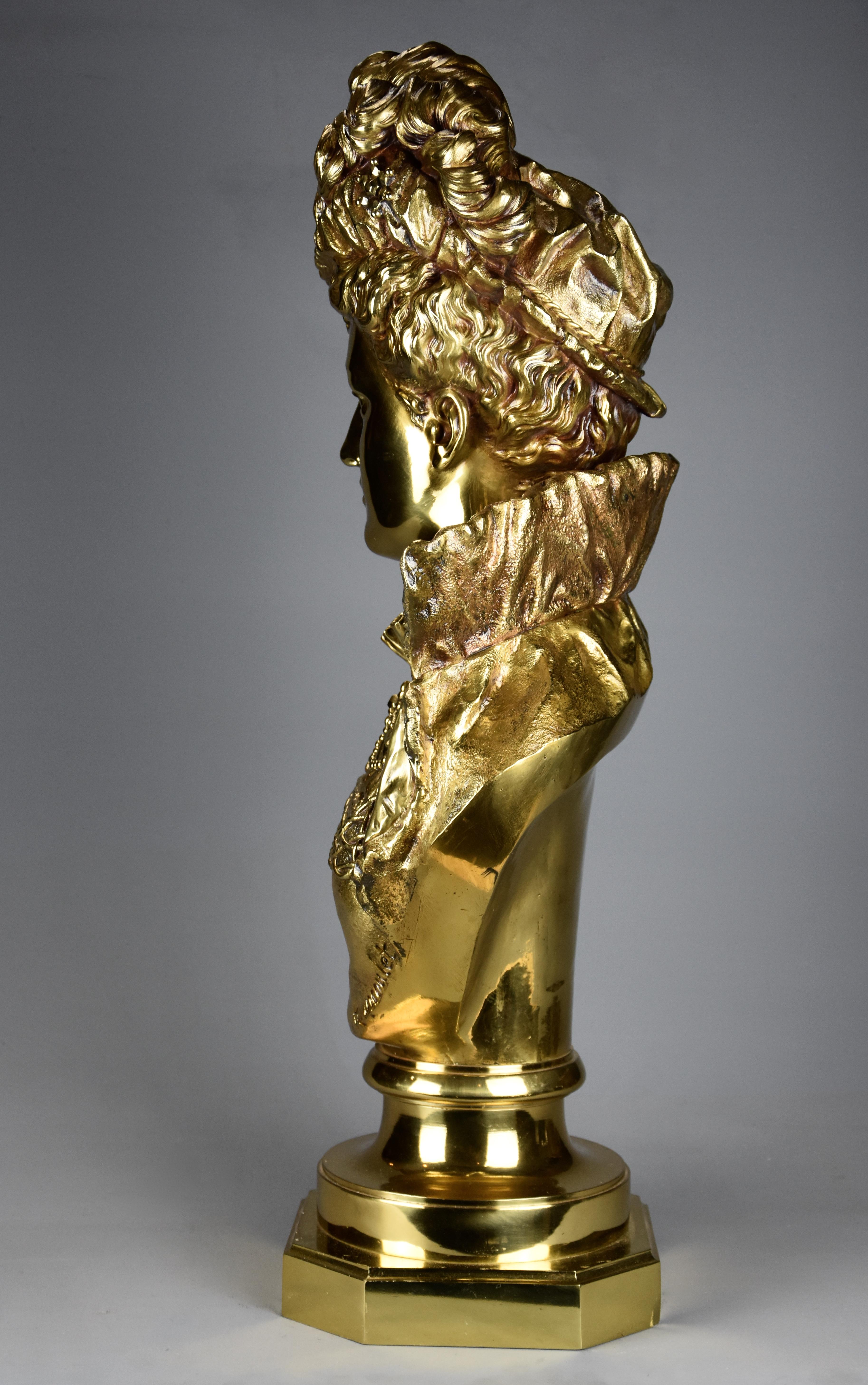 Late 19th Century French Gilt Bronze Bust Figure of a Renaissance Lady For Sale 6