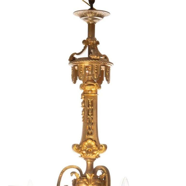 Late 19th Century French Gilt Bronze Chandelier with Putti For Sale 1