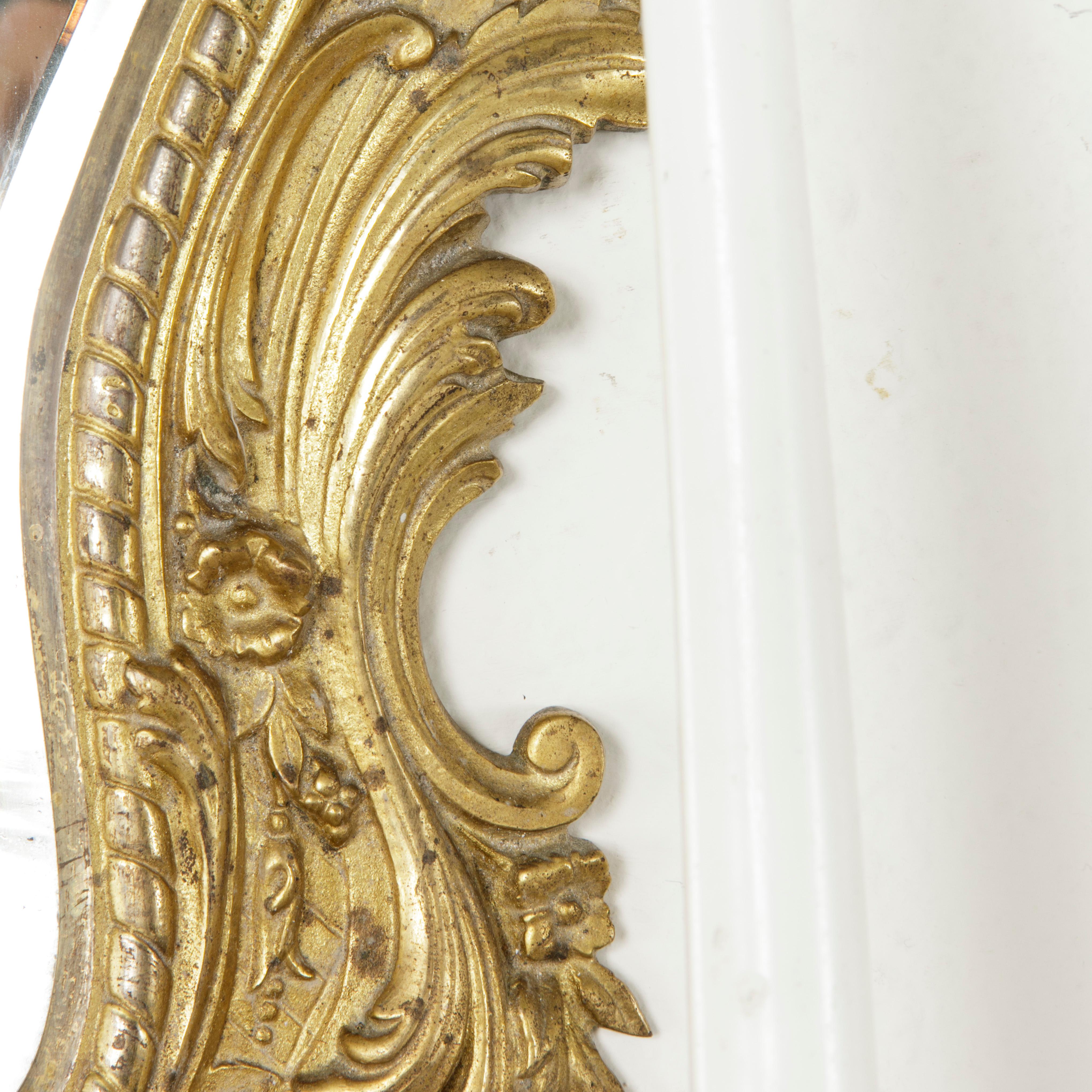 Late 19th Century French Gilt Bronze Girondole Wall Mirror Sconce, Beveled Glass 3