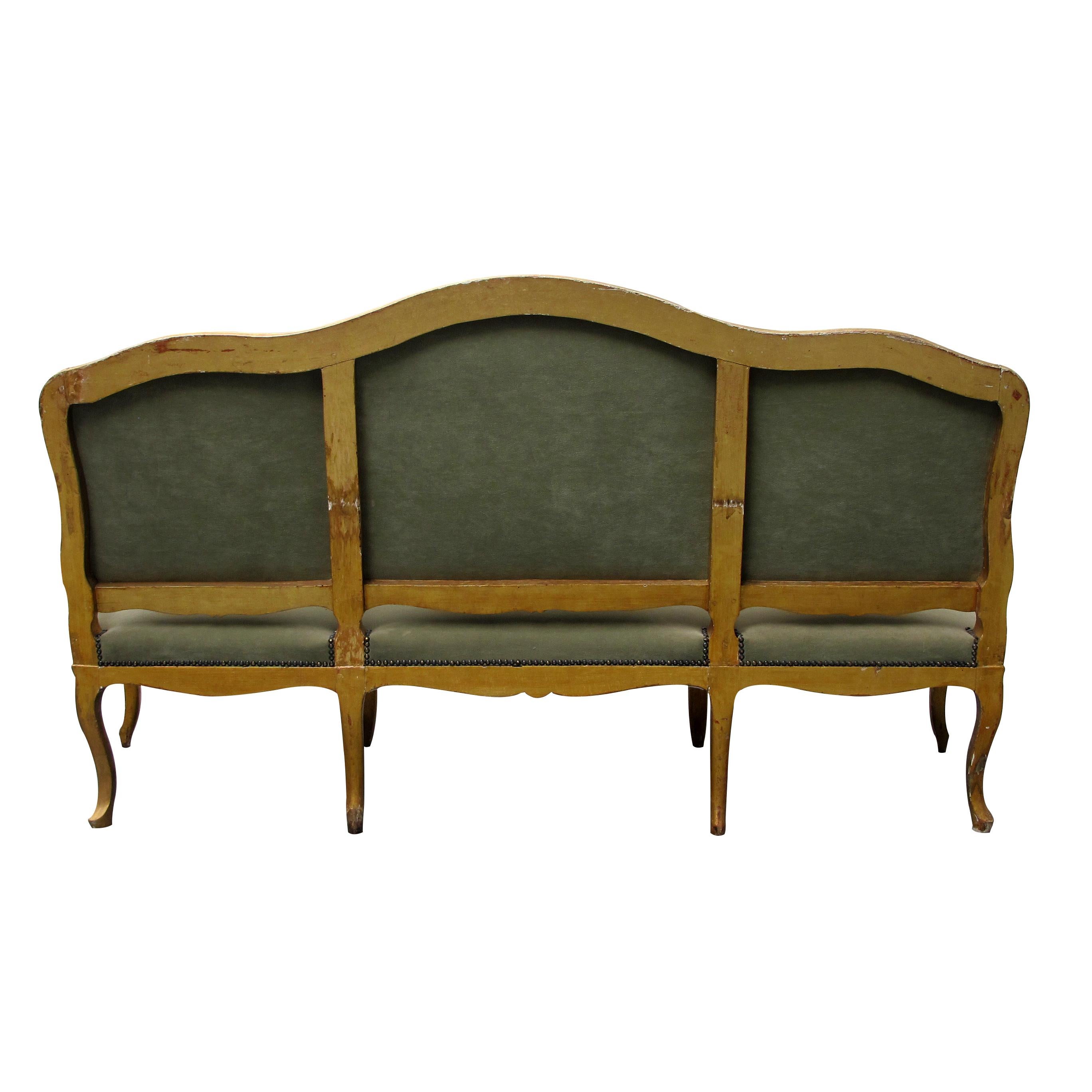 Late 19th Century French Gilt Carved Wood Canapé, Sofa Louis XV Style In Good Condition In London, GB
