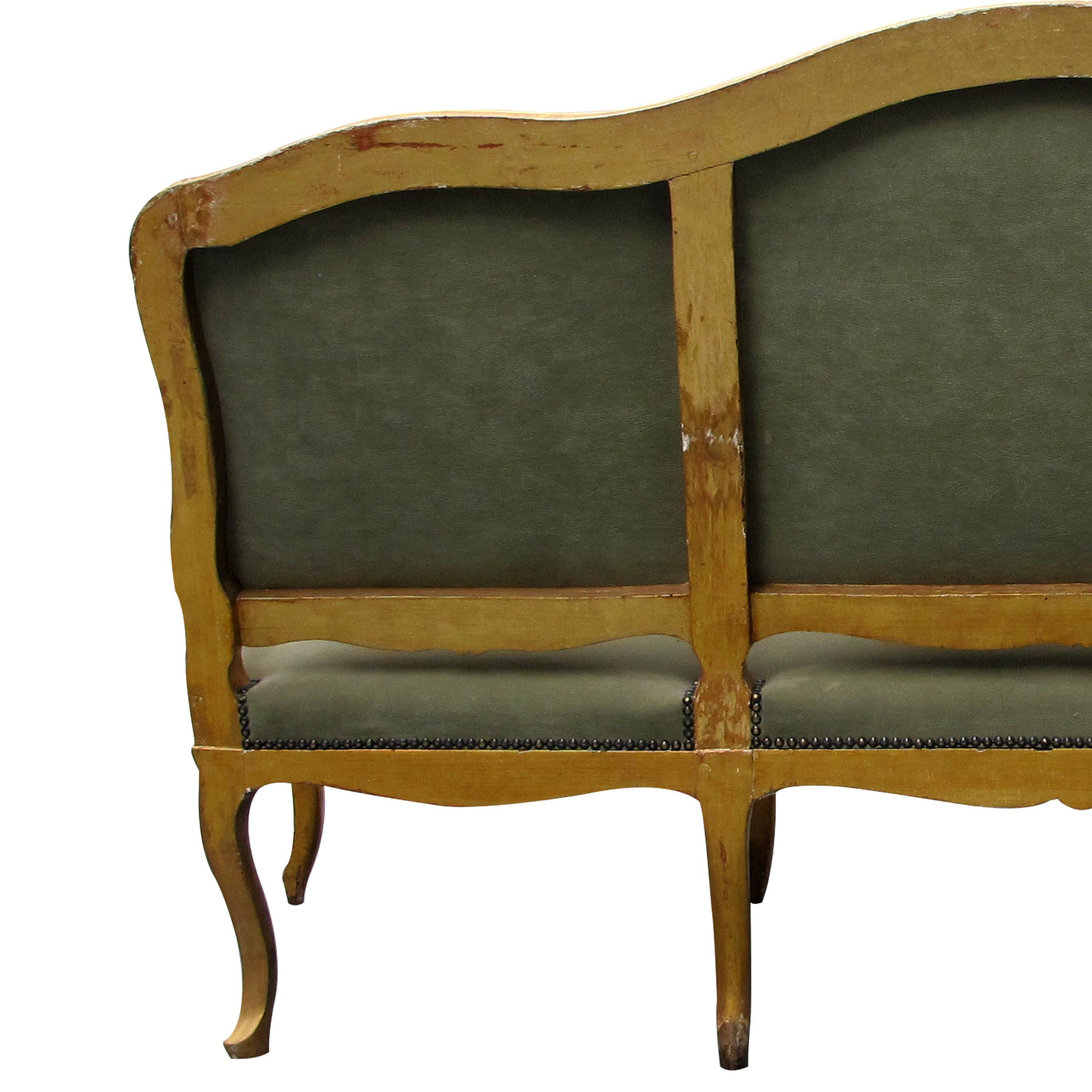 Late 19th Century French Gilt Carved Wood Canapé, Sofa Louis XV Style 2