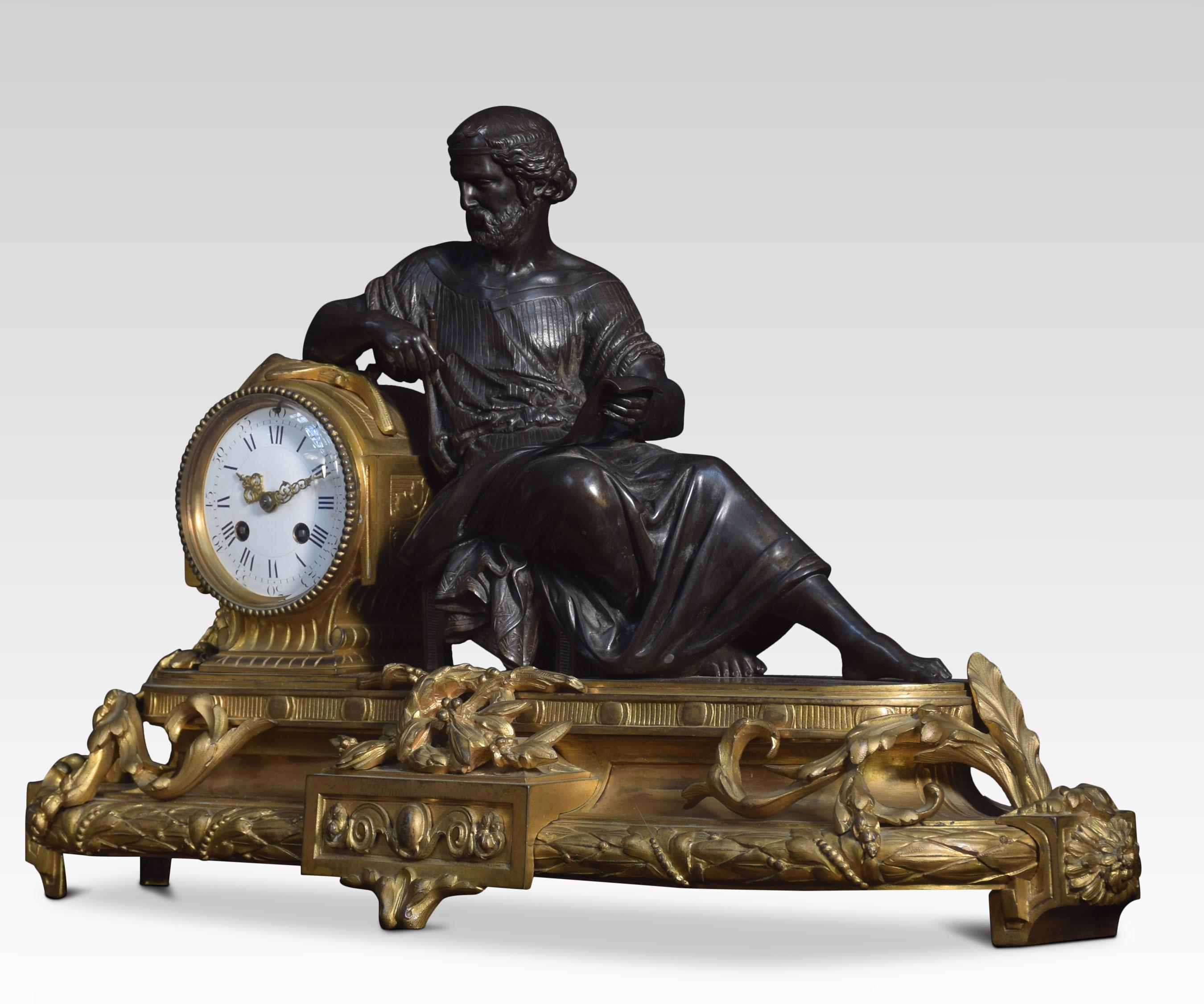 Late 19th Century French Gilt Metal Mantel Clock In Good Condition For Sale In Cheshire, GB