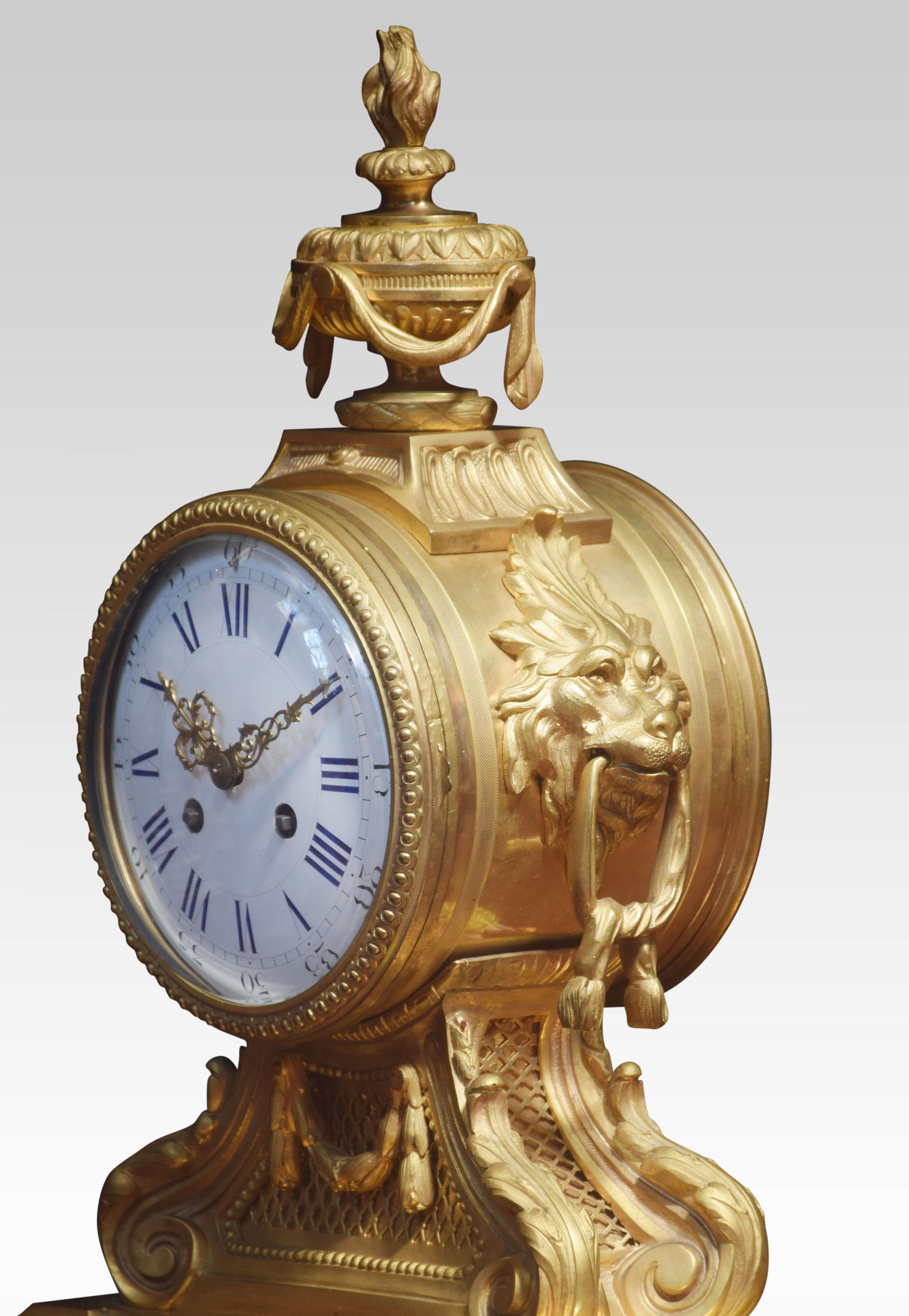 Late 19th Century French Gilt Metal Mantel Clock 2