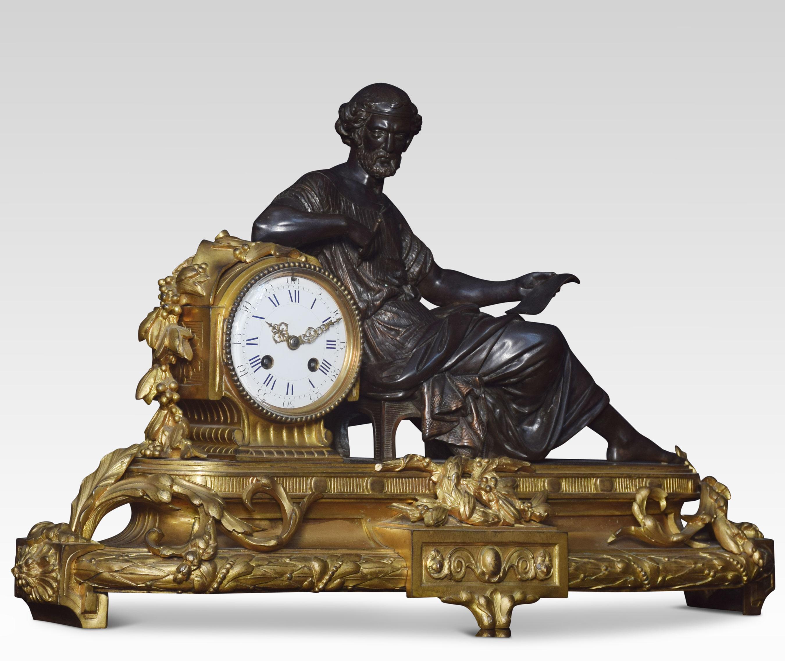 Late 19th Century French Gilt Metal Mantel Clock For Sale 3