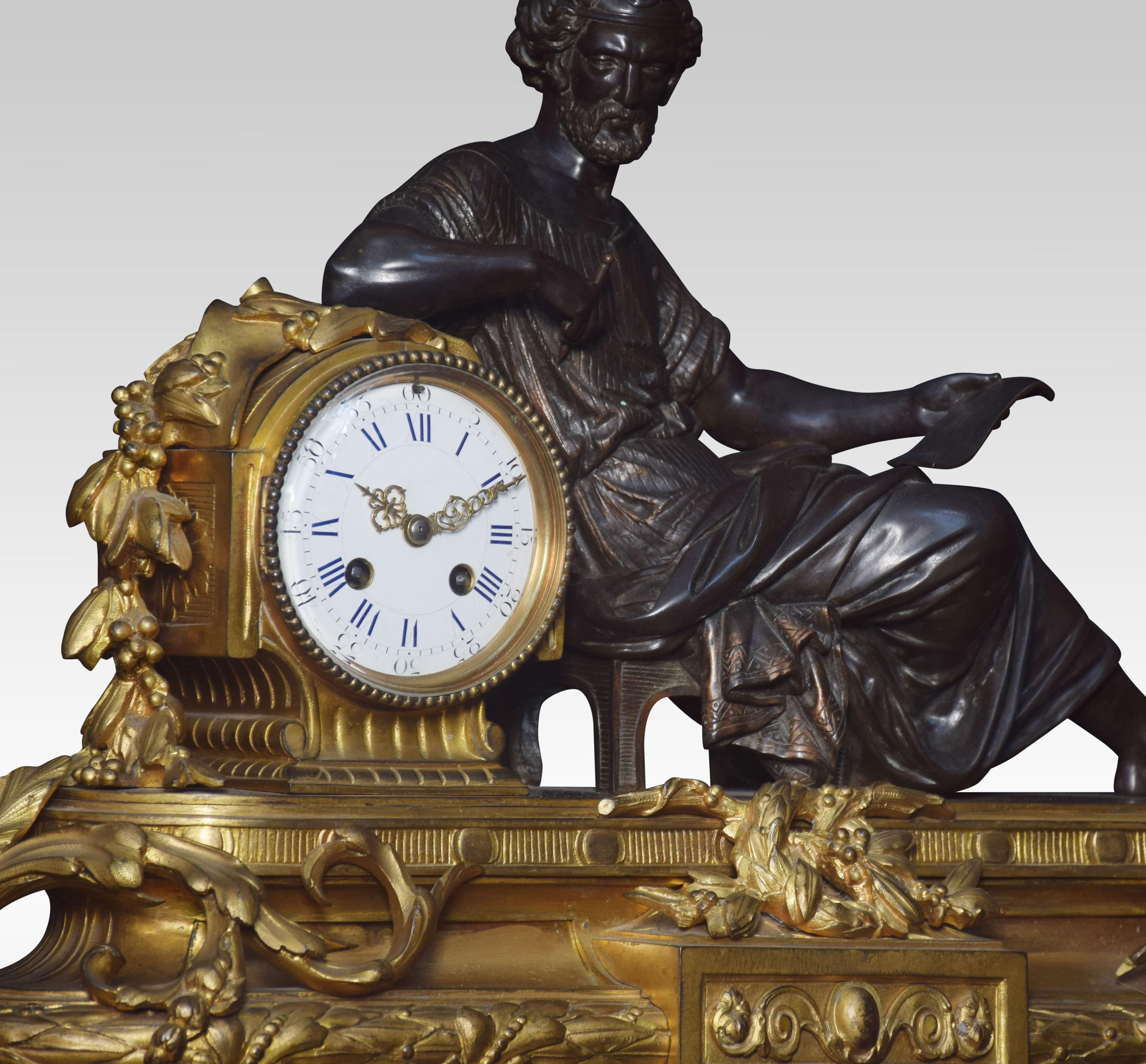 Late 19th Century French Gilt Metal Mantel Clock For Sale 4