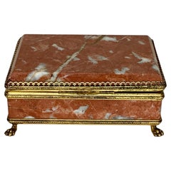 Late 19th Century French Gilt Mounted Rouge Marble Box
