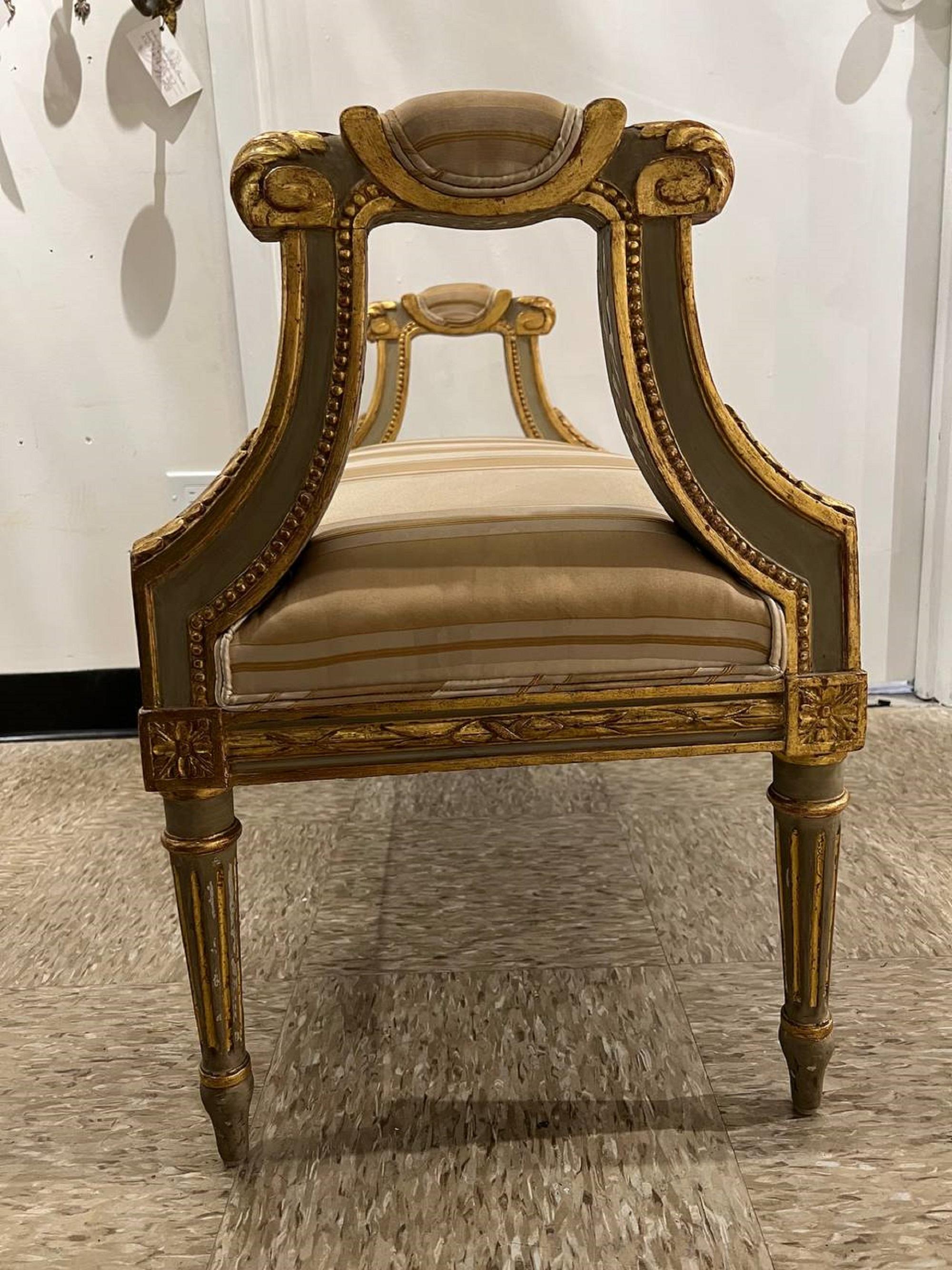 Hand-Crafted Late 19th Century French Gilt Wood Bench