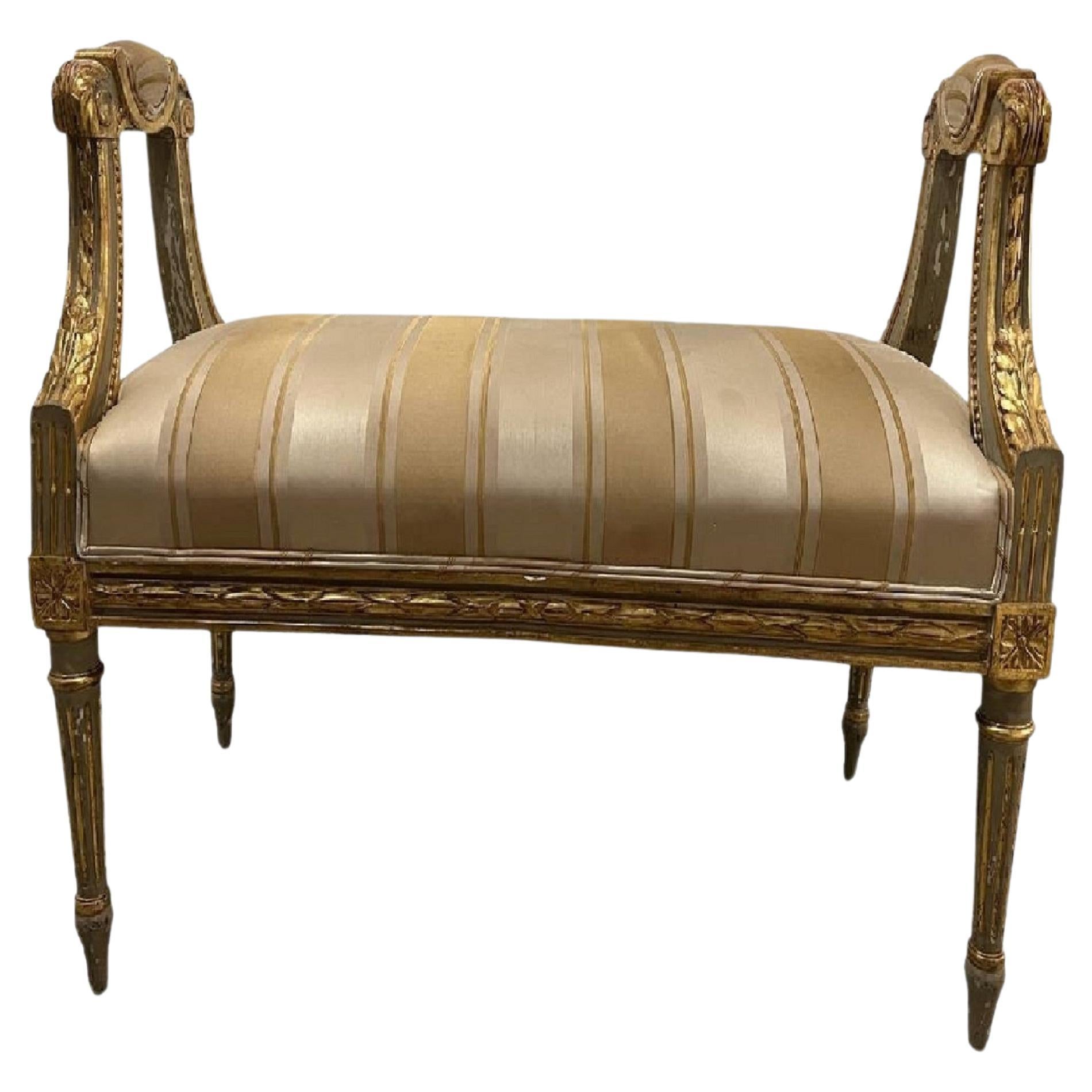 Late 19th Century French Gilt Wood Bench For Sale