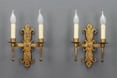 Late 19th Century French Gilt Wrought Iron Sconces, Set of 2