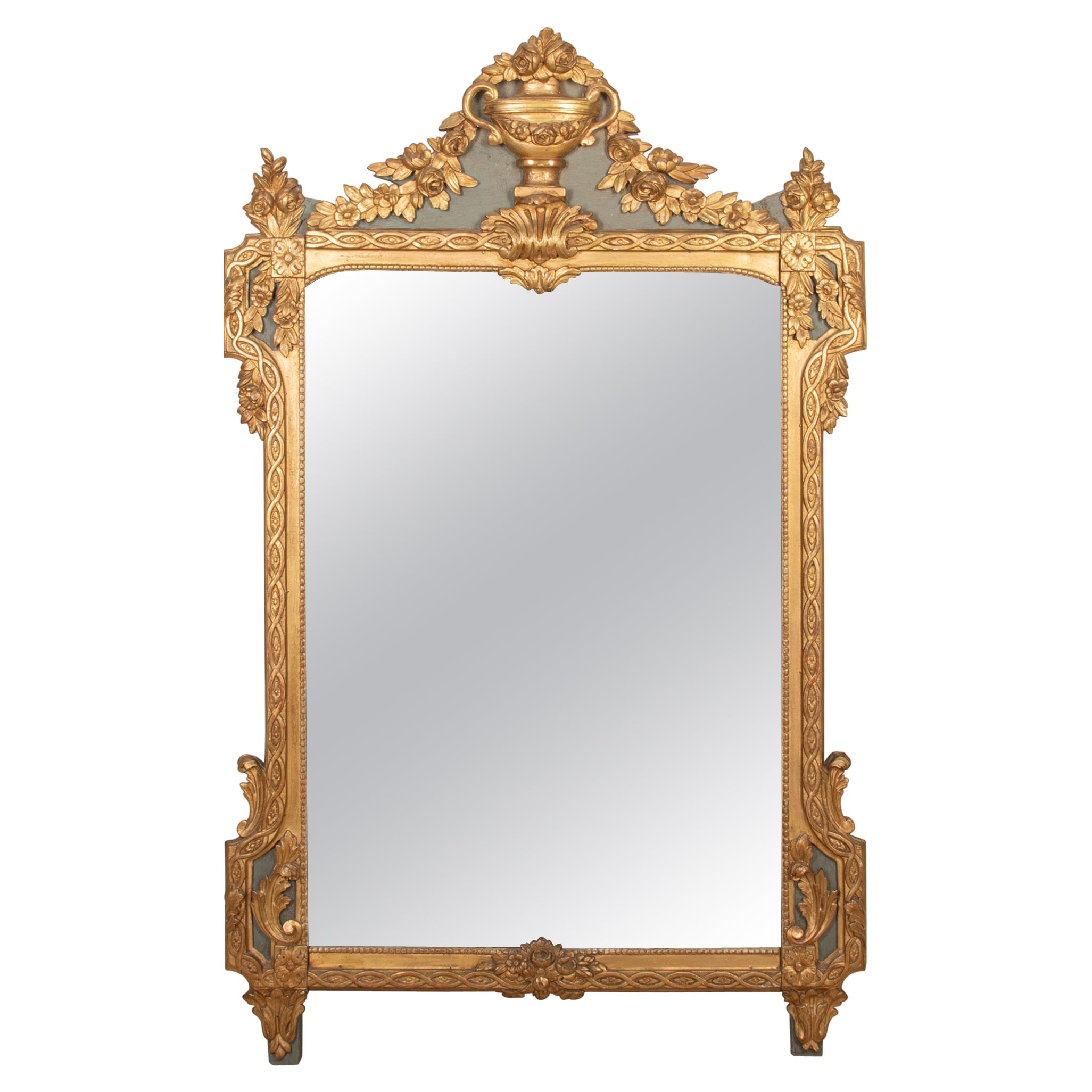 Late 19th Century French Giltwood and Painted Overmantle Mirror
